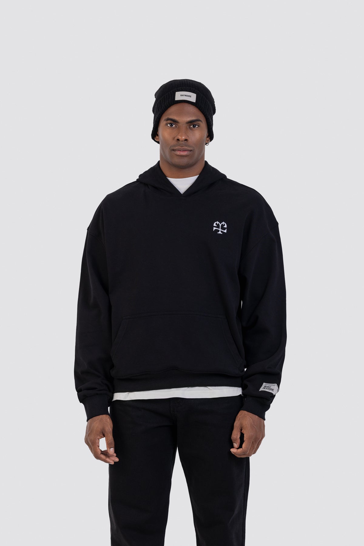 04X Boxy Black Monogram Hoodie