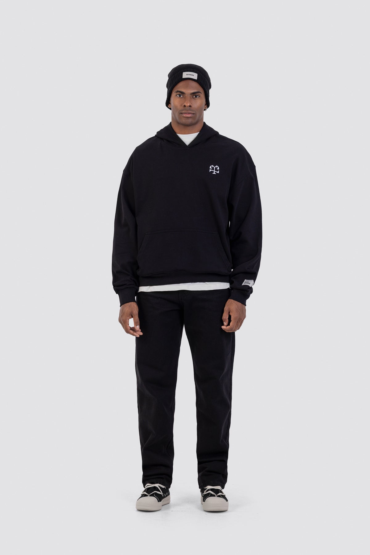 04X Boxy Black Monogram Hoodie
