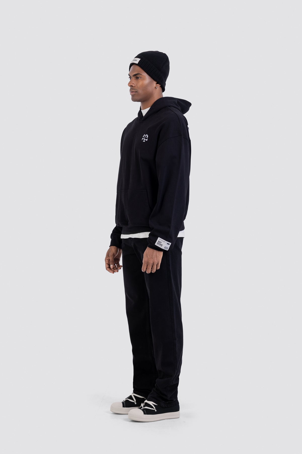 04X Boxy Black Monogram Hoodie