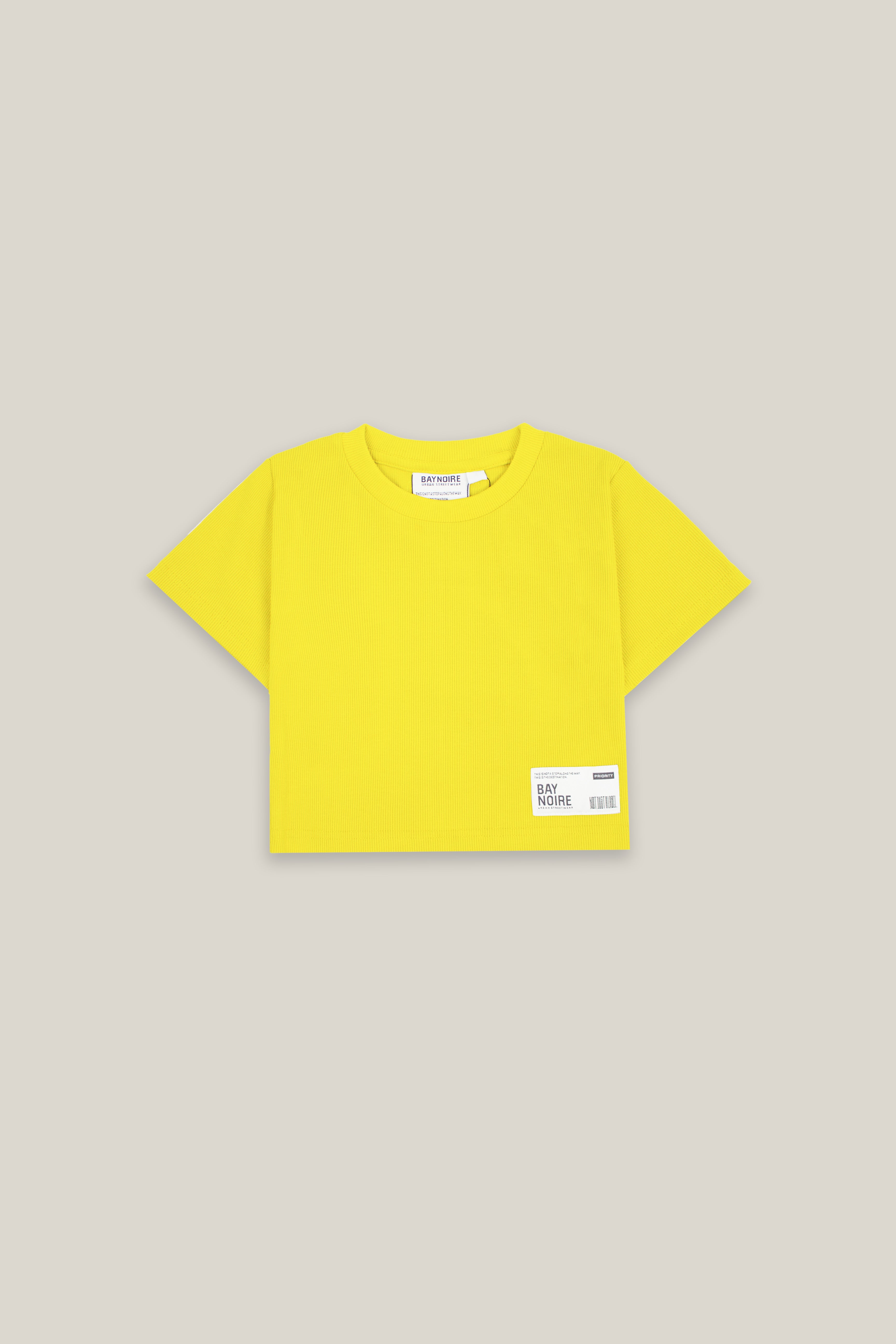 Yellow Ribbed Cropped T-Shirt