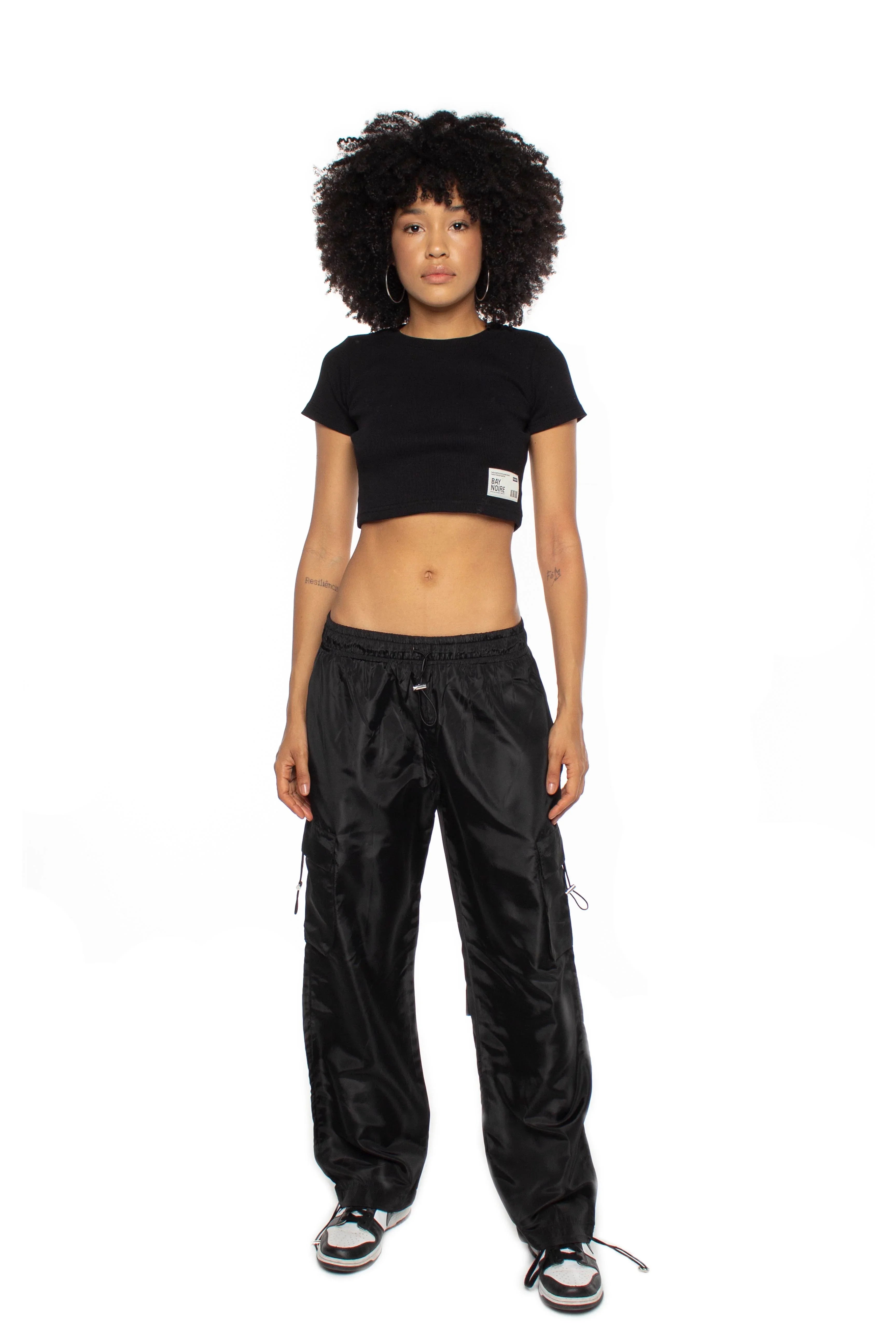 Black Ribbed Cropped T-Shirt
