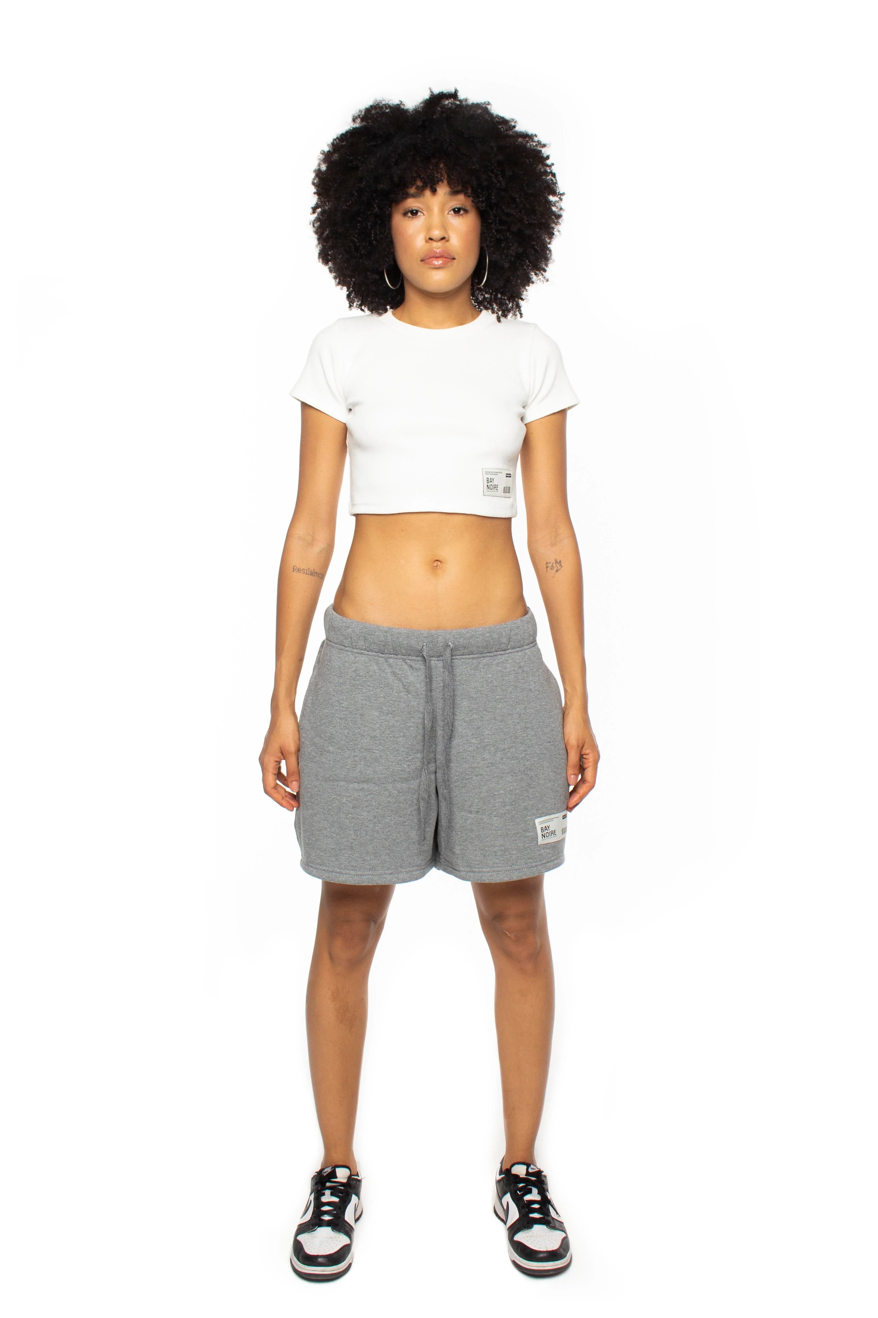 White Ribbed Cropped T-Shirt