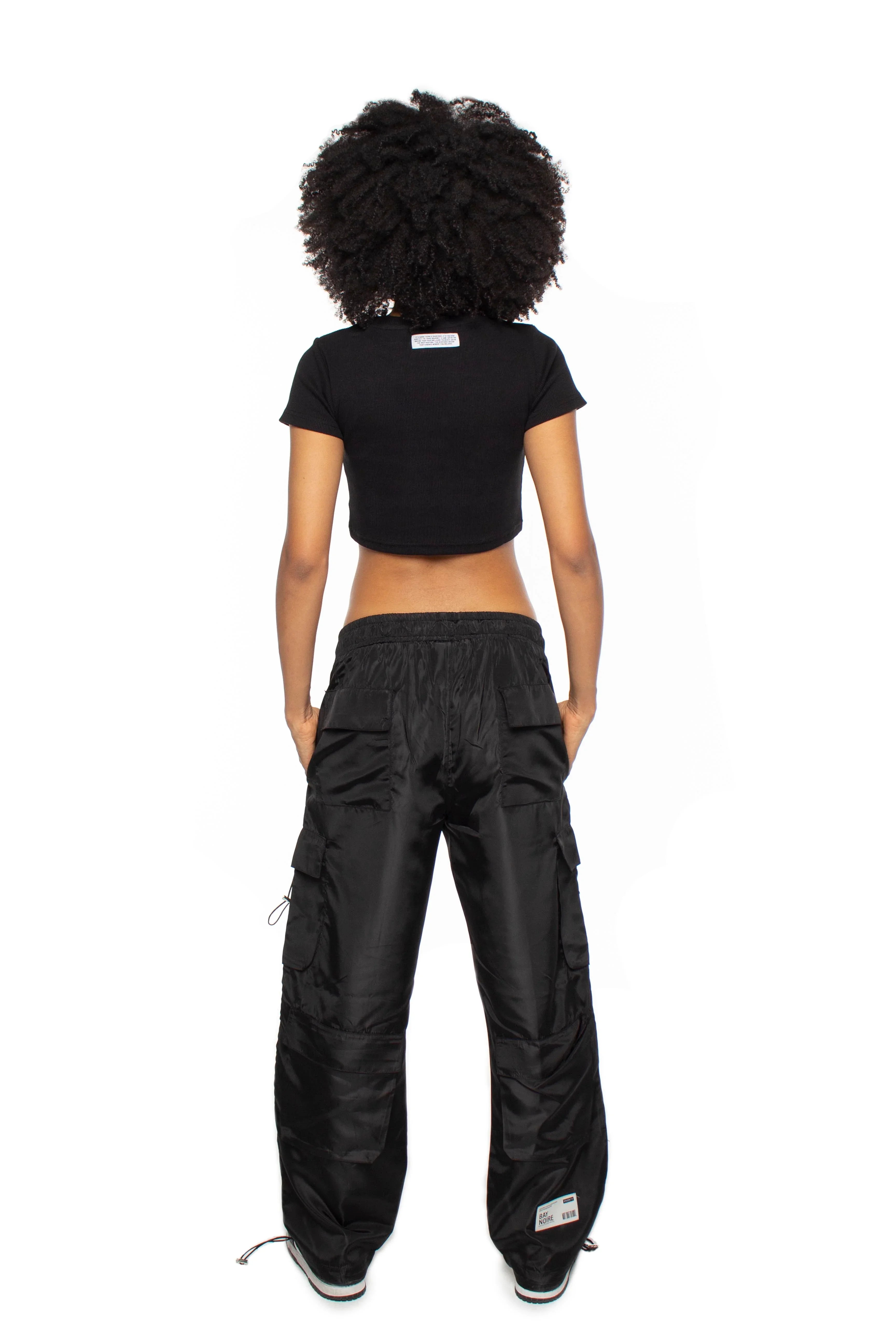 Black Ribbed Cropped T-Shirt