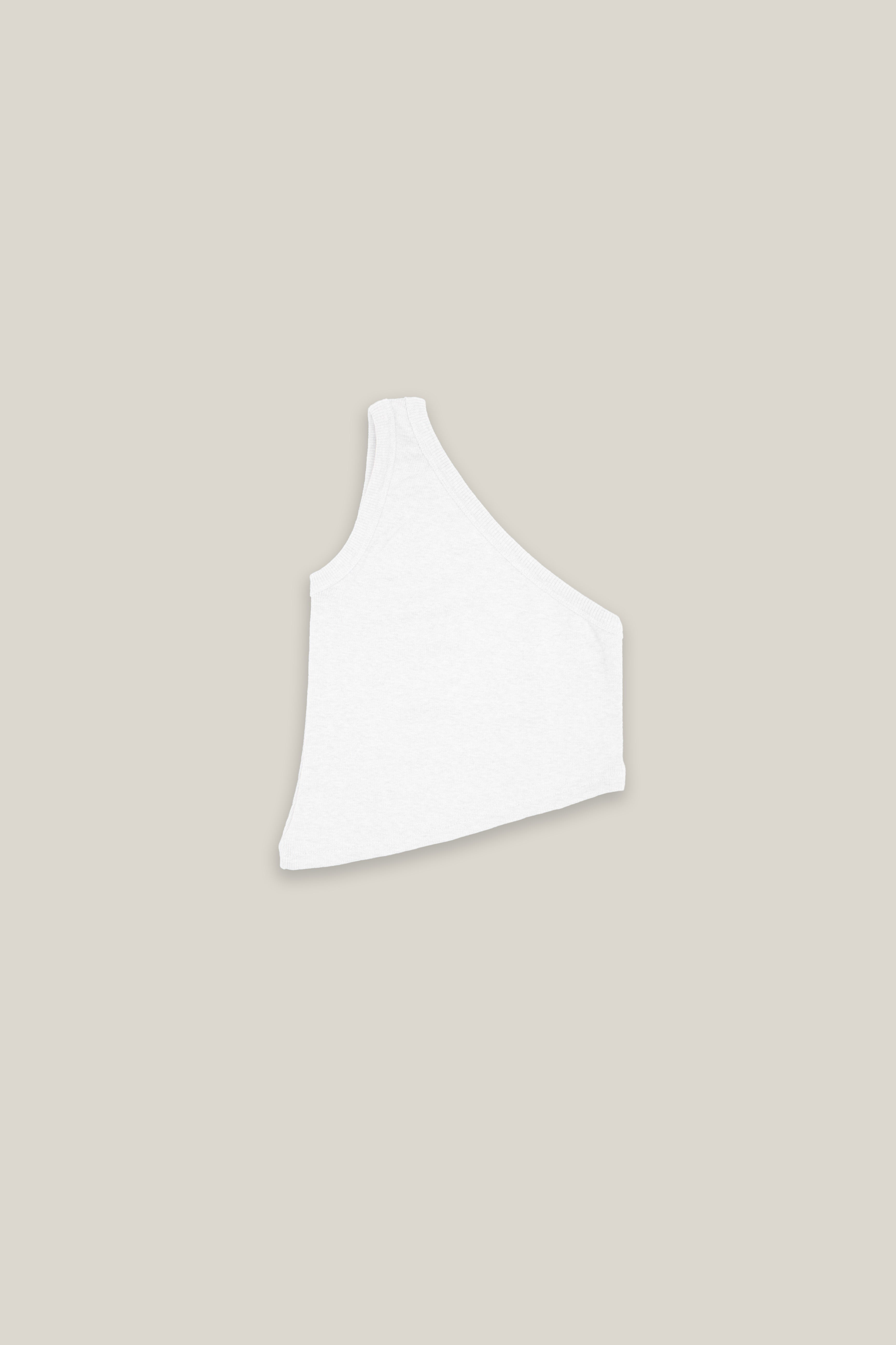 White Ribbed One Shoulder Crop Top