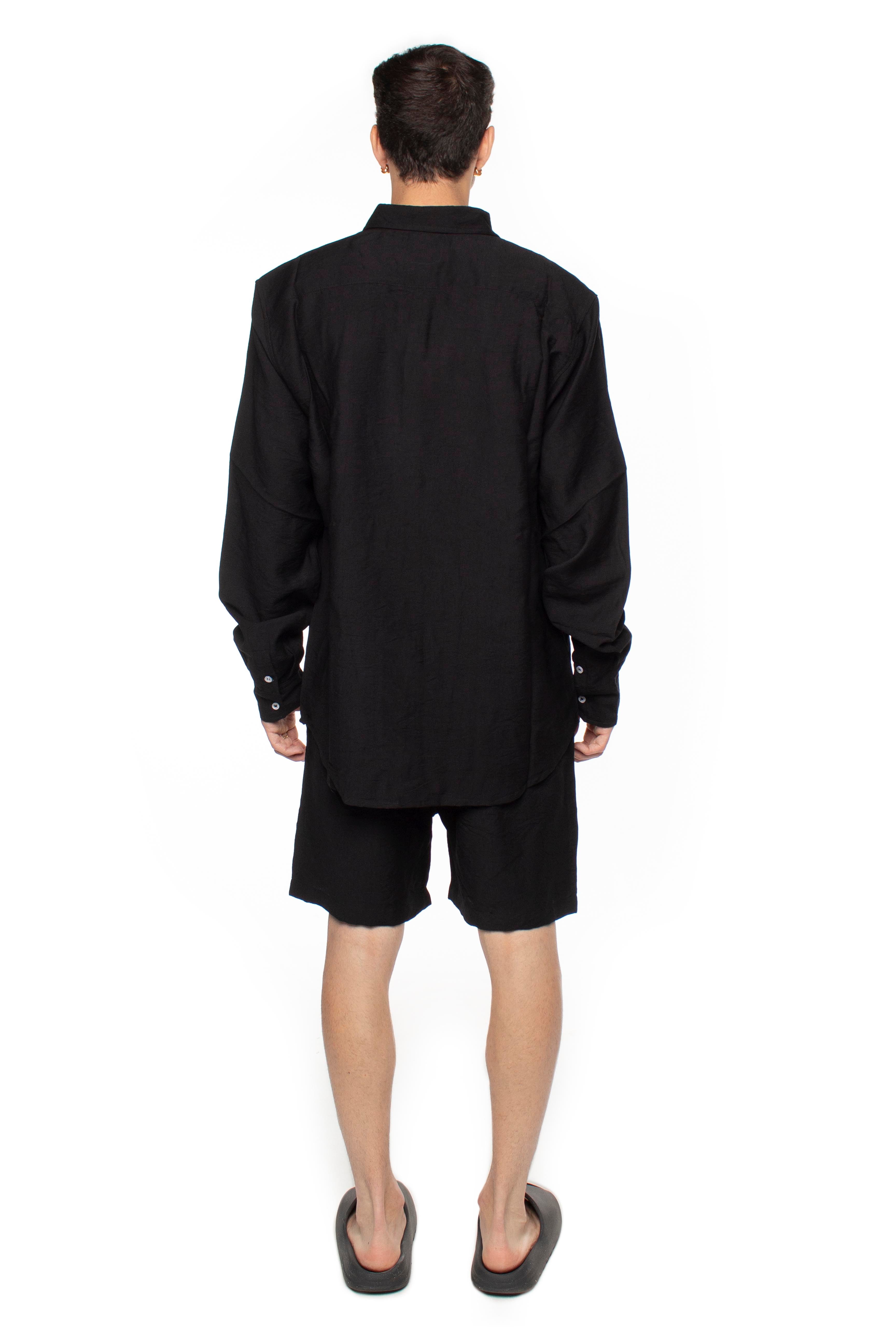 Black Oversized Linen Shirt V2