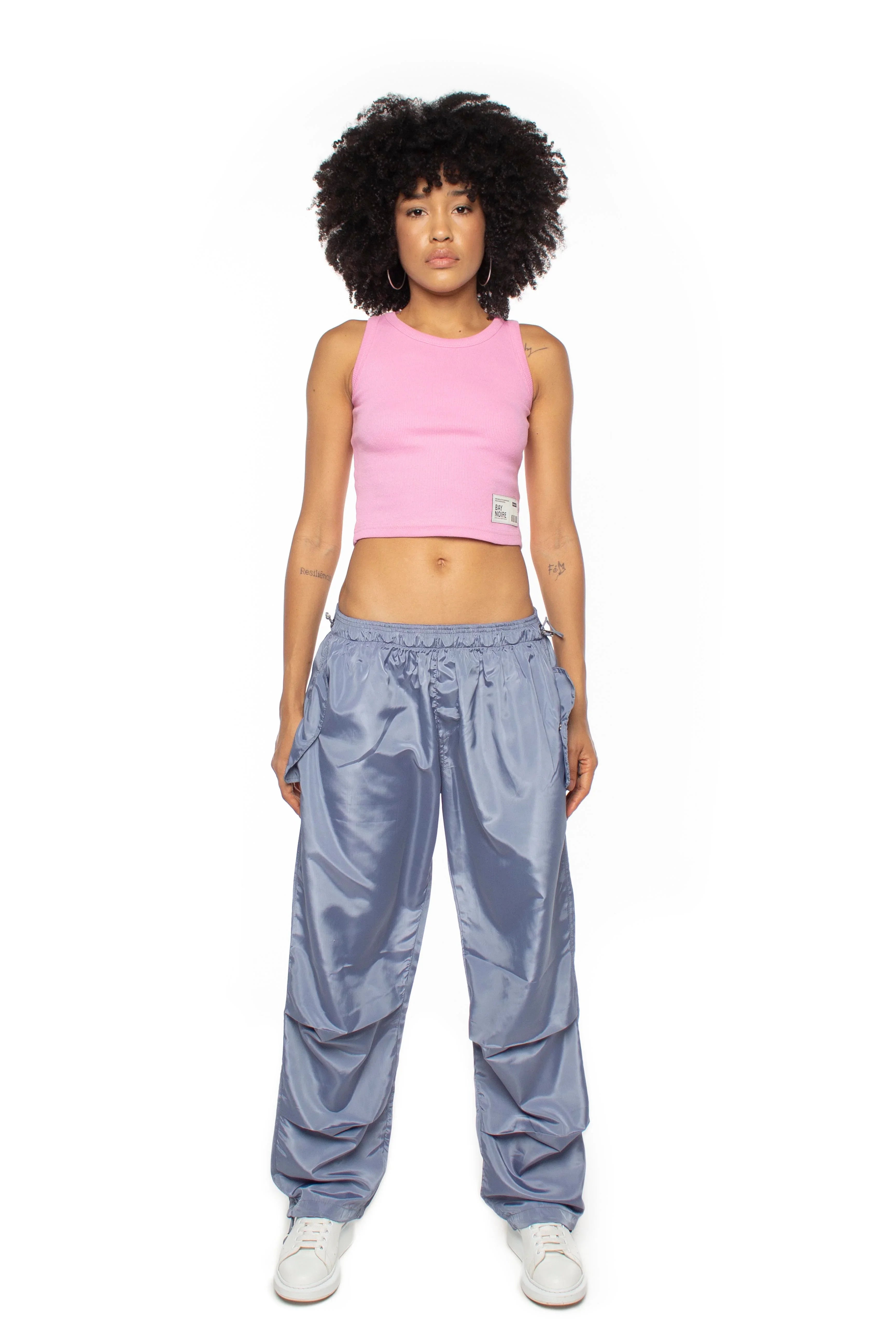 Pink Ribbed Cropped Tank Top