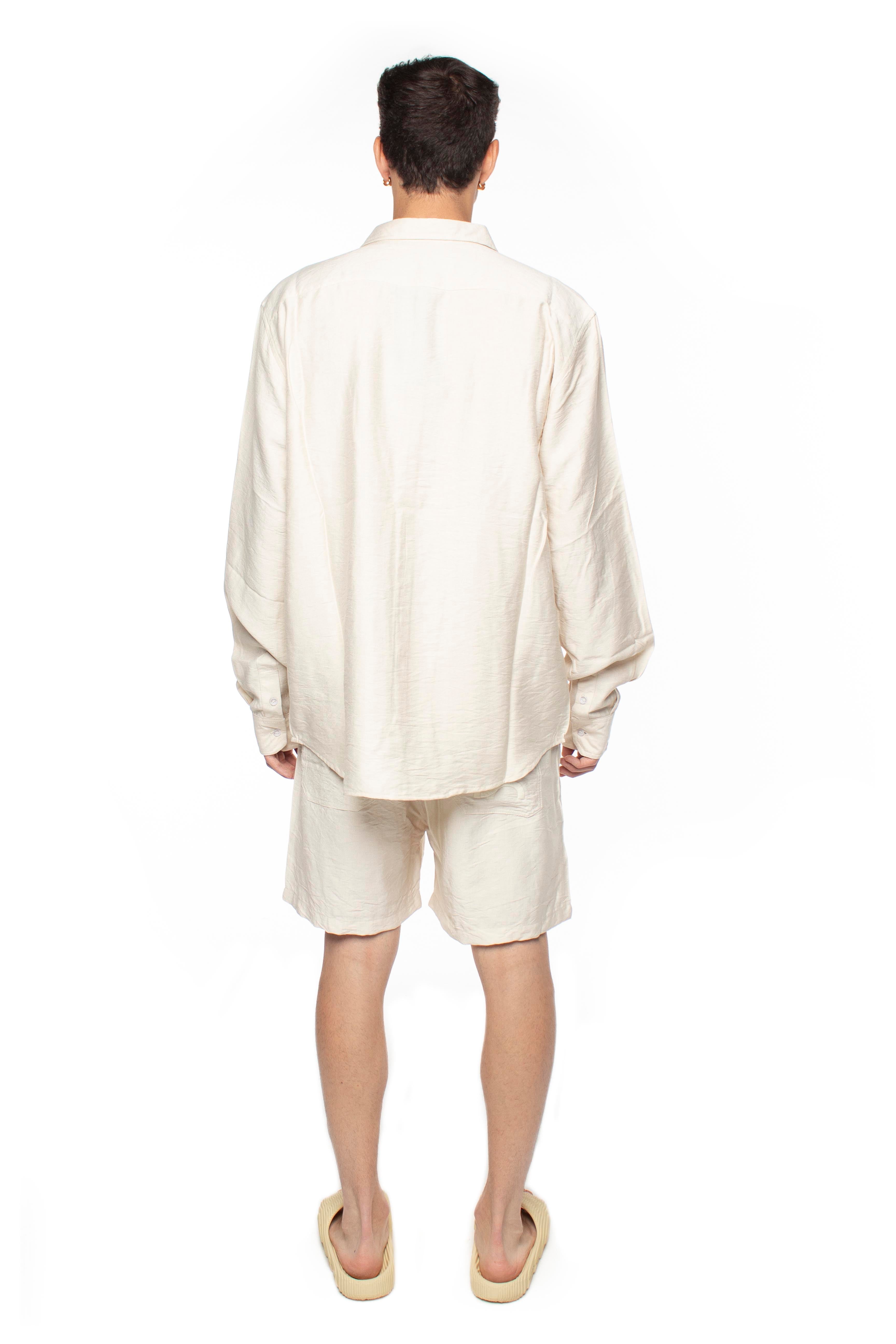 Light Beige Oversized Linen Shirt V2