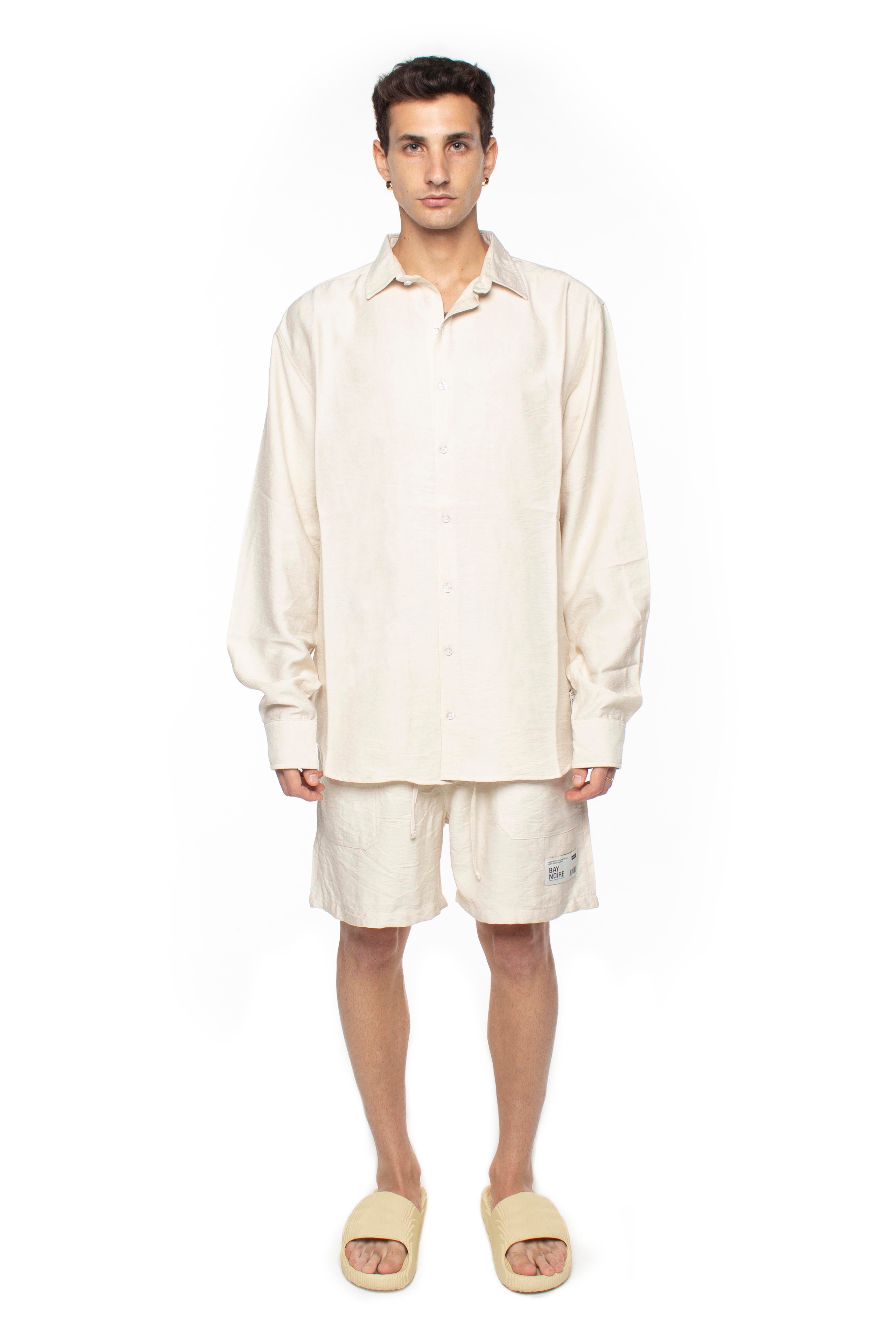Light Beige Oversized Linen Shirt V2