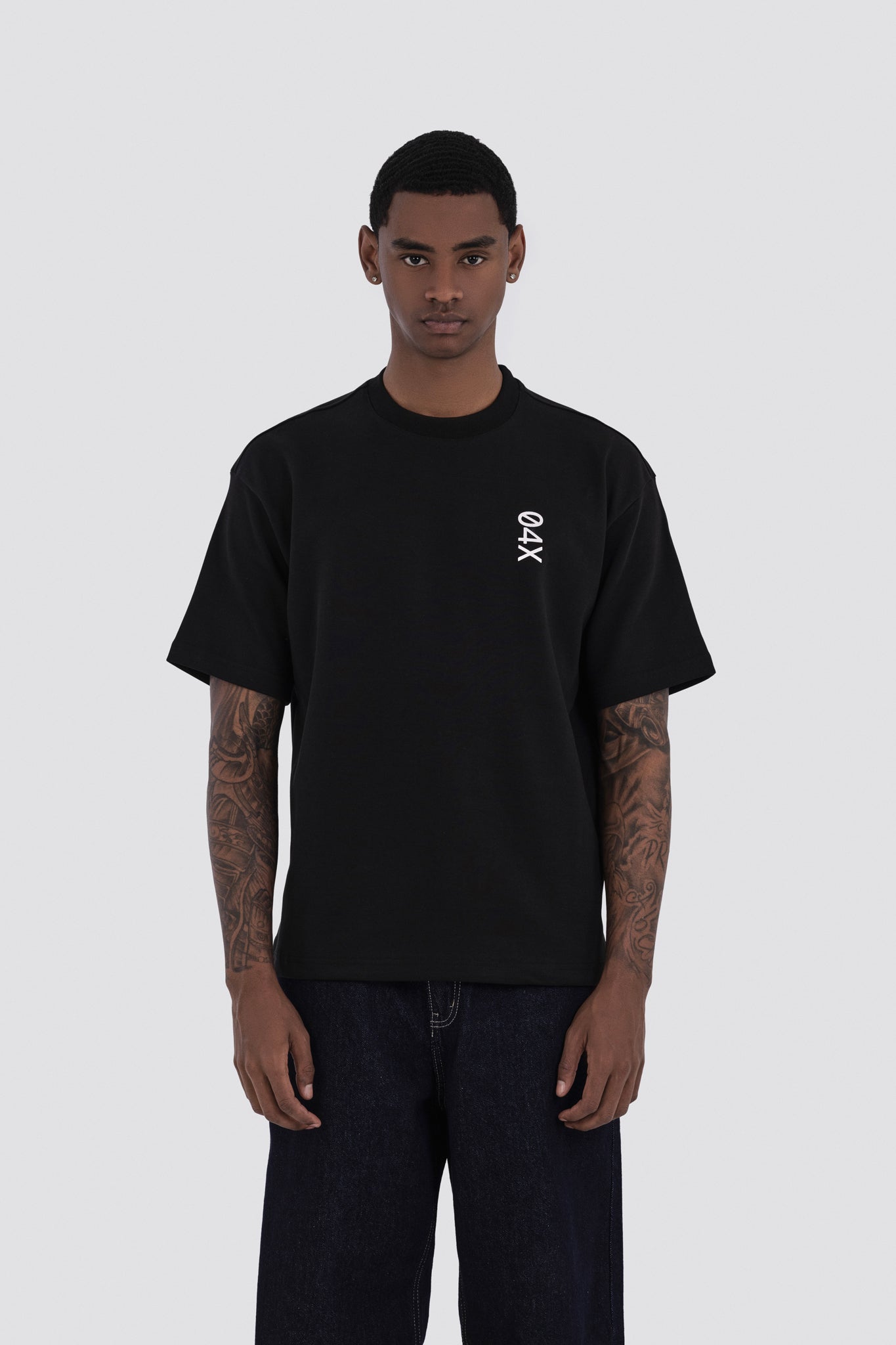 04X Oversized Black Vertical T-Shirt