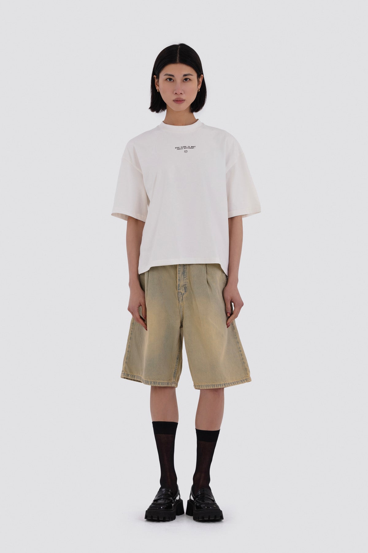 04X Oversized Stay Close White T-Shirt