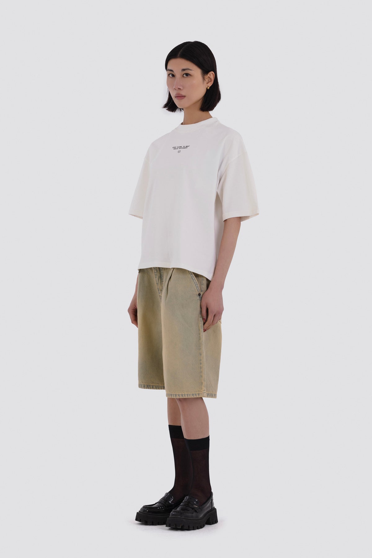 04X Oversized Stay Close White T-Shirt