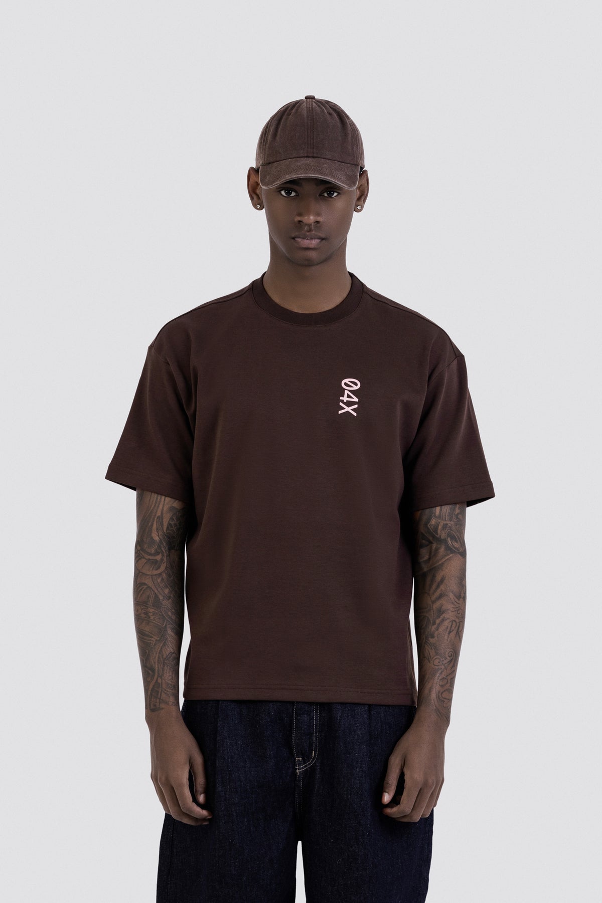 04X Oversized Brown Vertical T-Shirt