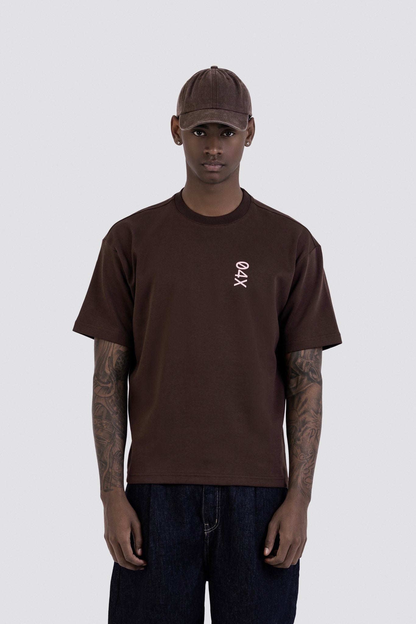 04X Oversized Brown Vertical T-Shirt