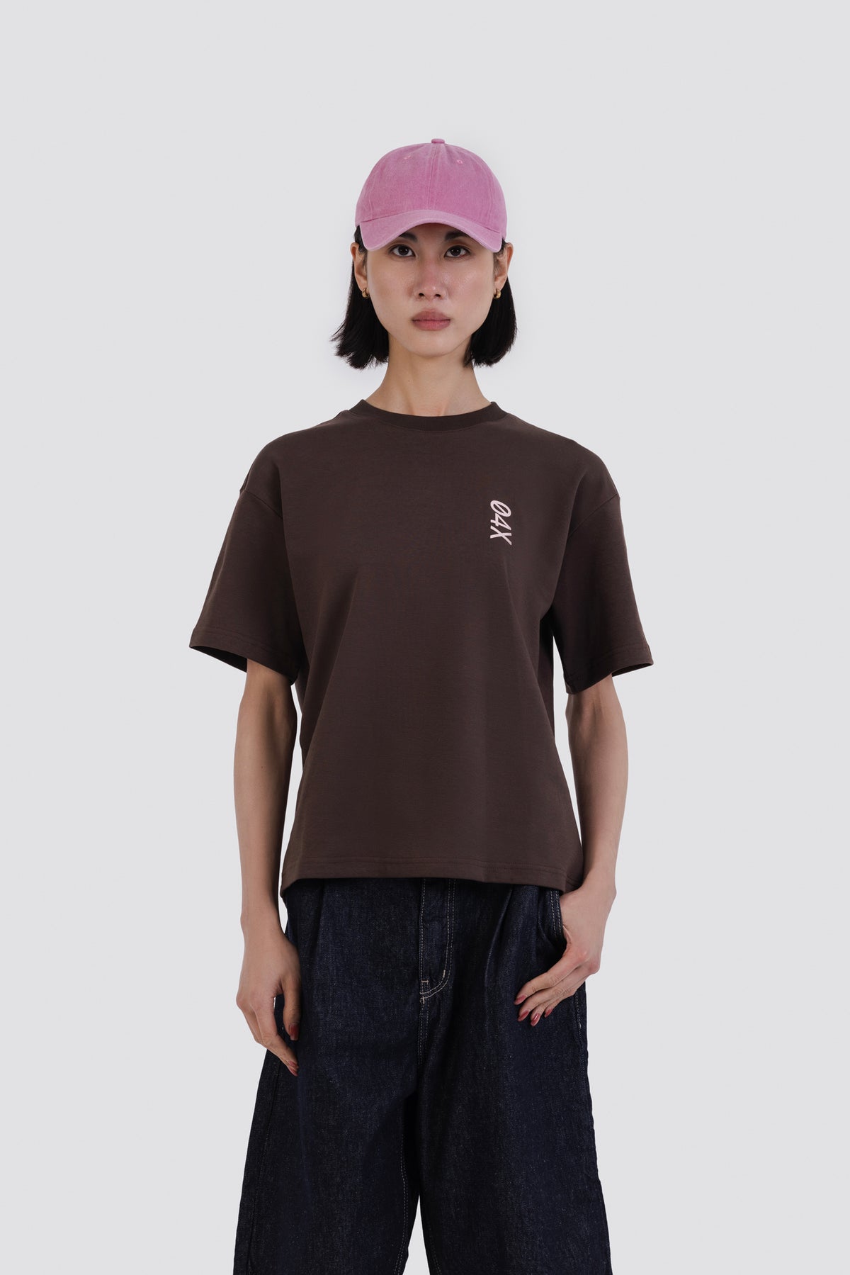 04X Oversized Brown Vertical T-Shirt