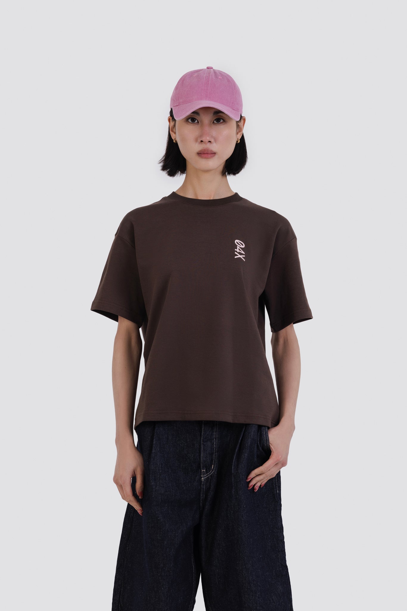 04X Oversized Brown Vertical T-Shirt