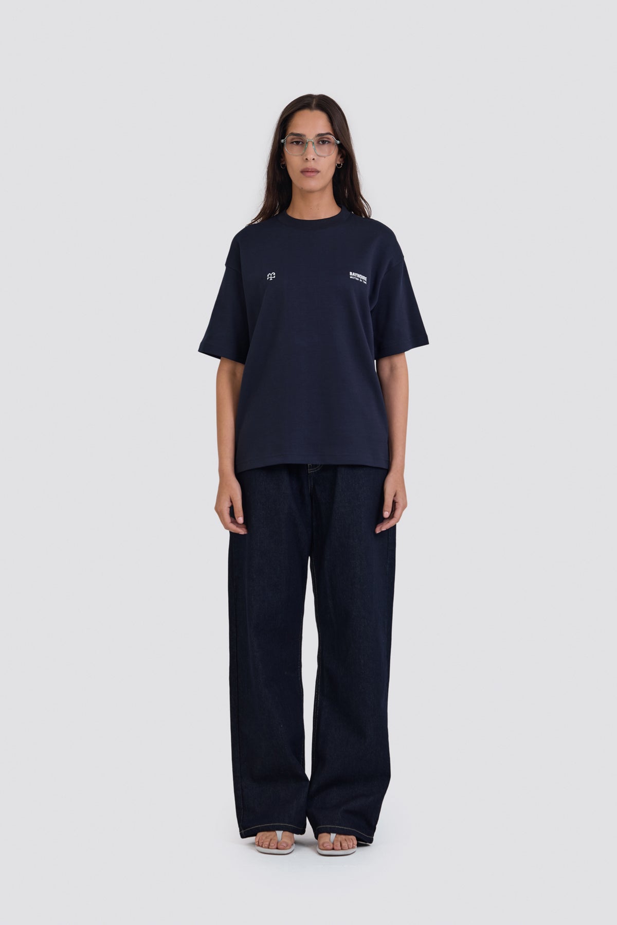 04X Oversized Navy Written IN Time T-Shirt