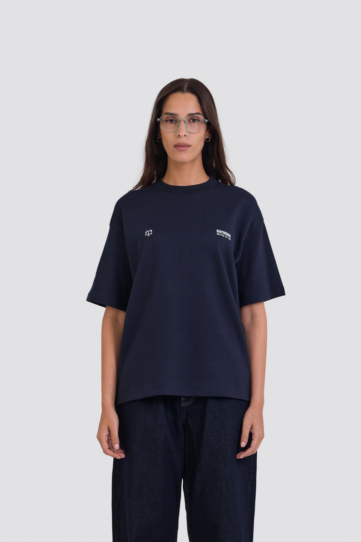 04X Oversized Navy Written IN Time T-Shirt