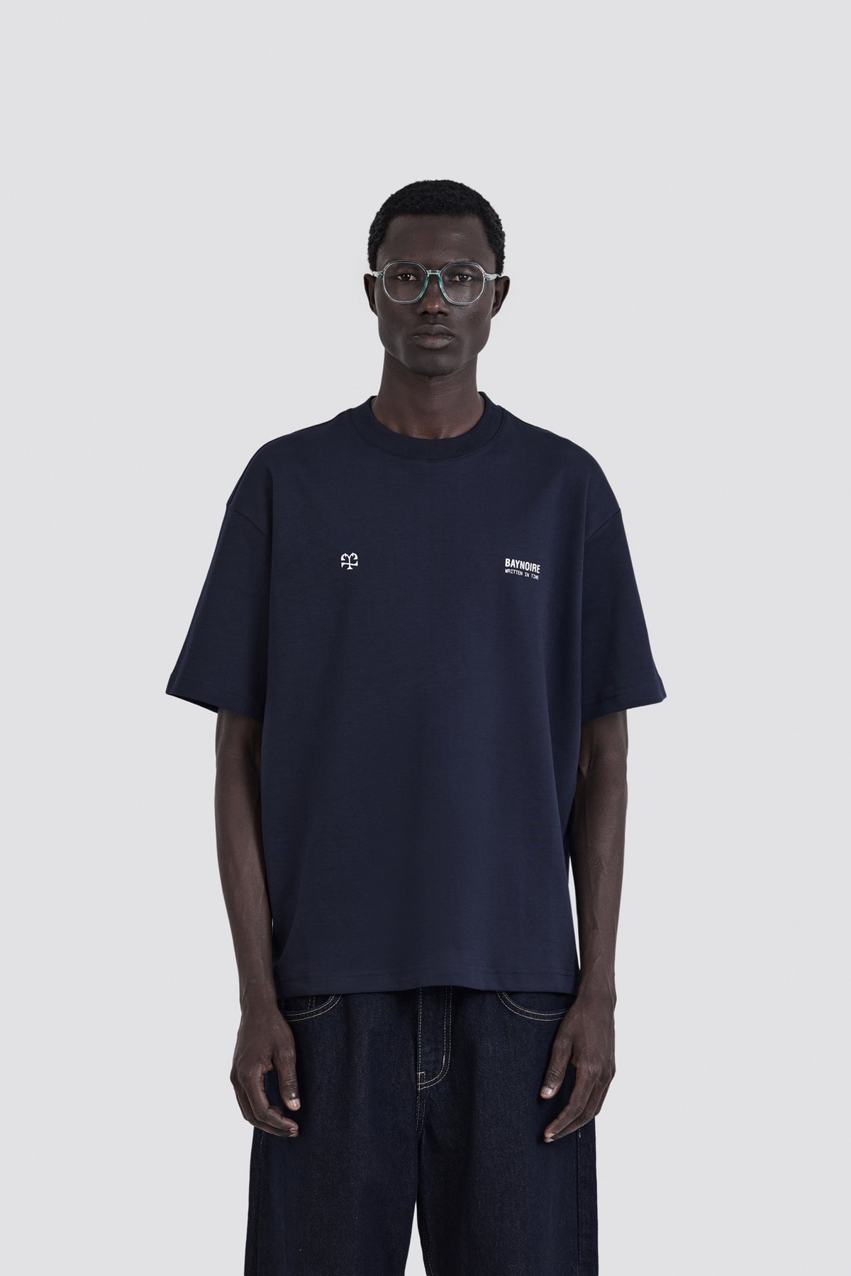04X Oversized Navy Written IN Time T-Shirt
