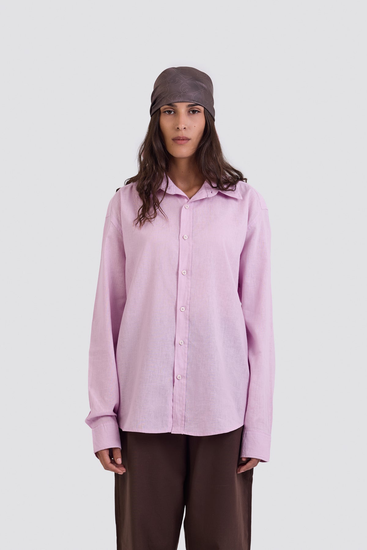 03C Oversized Linen Pink Shirt