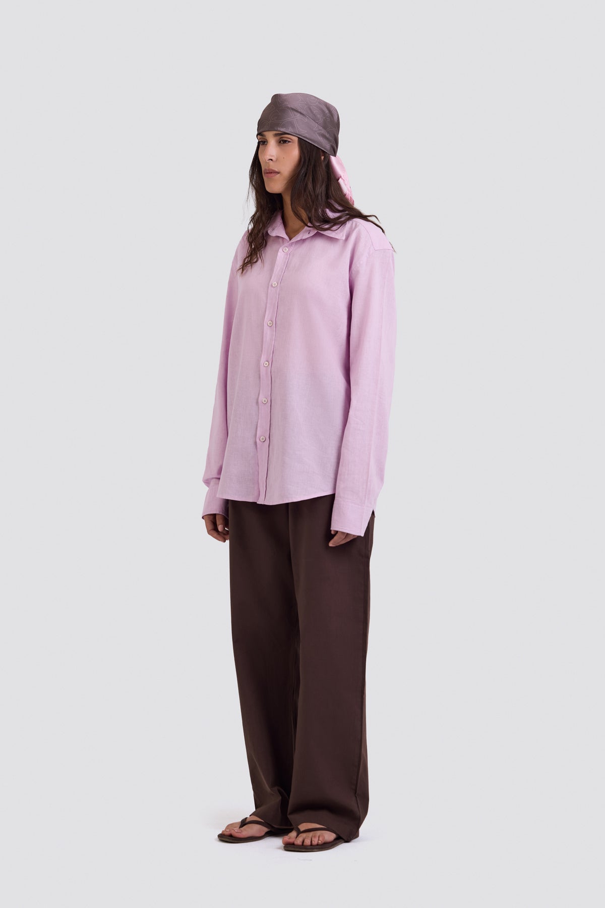 03C Oversized Linen Pink Shirt