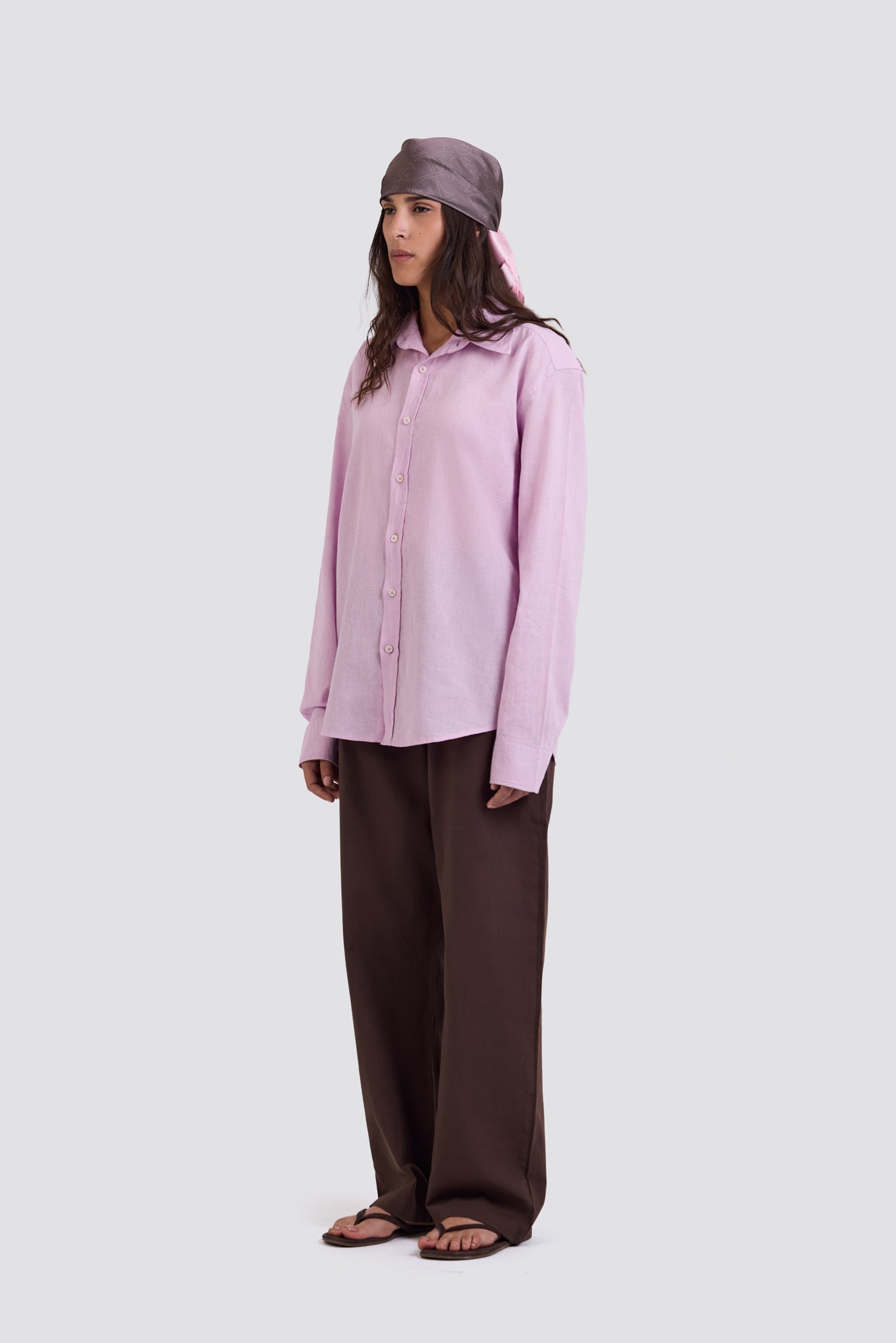 03C Oversized Linen Pink Shirt