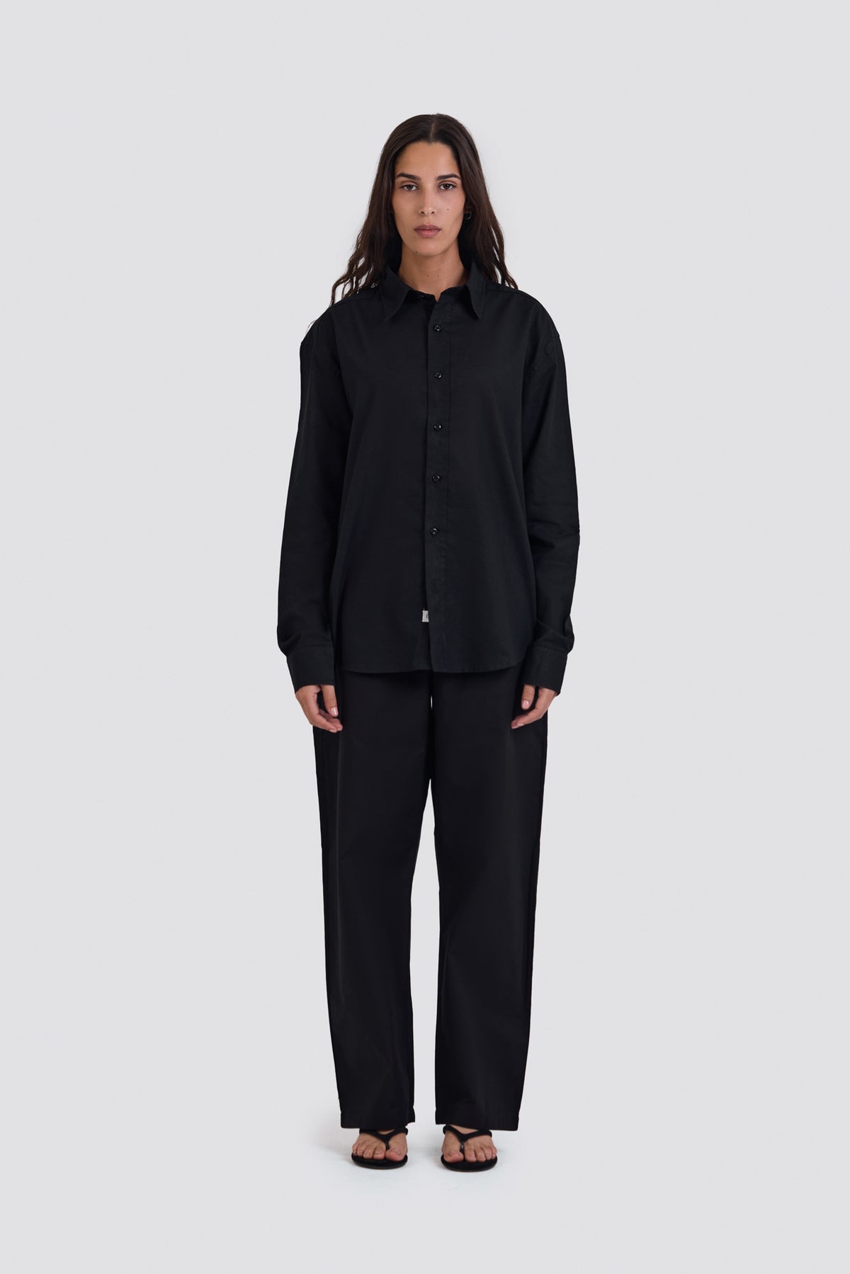 03C Relaxed C-Linen Black Pants