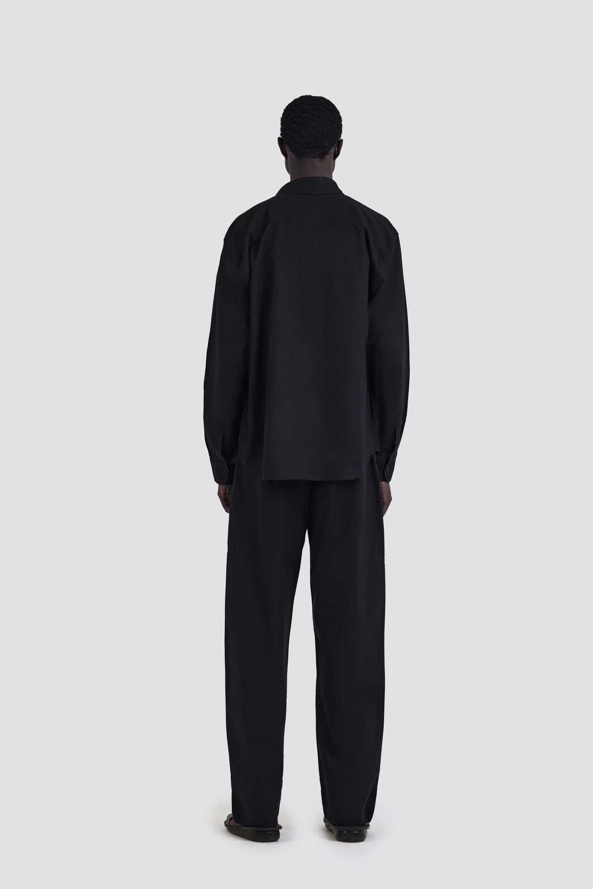 03C Relaxed C-Linen Black Pants