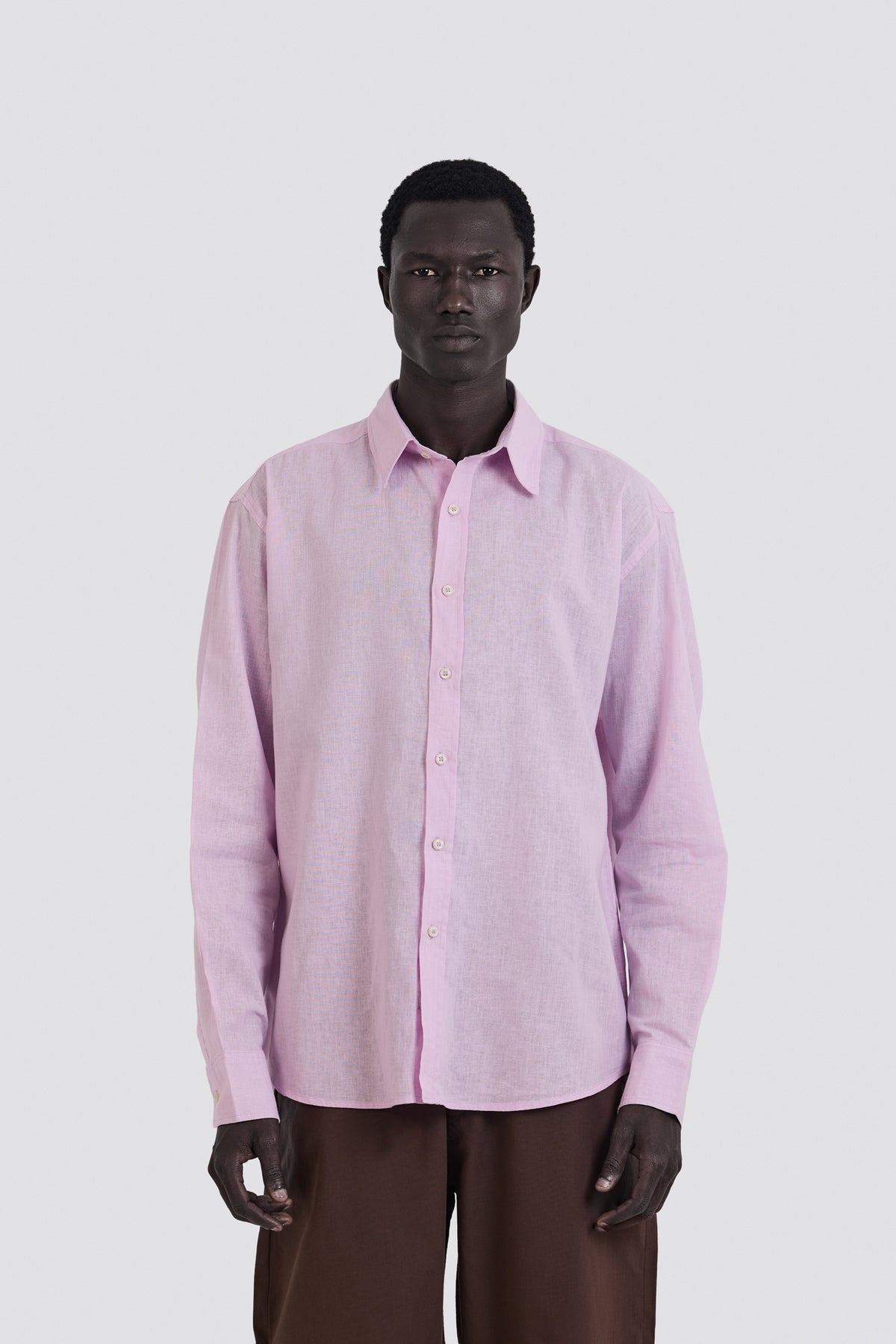 03C Oversized Linen Pink Shirt