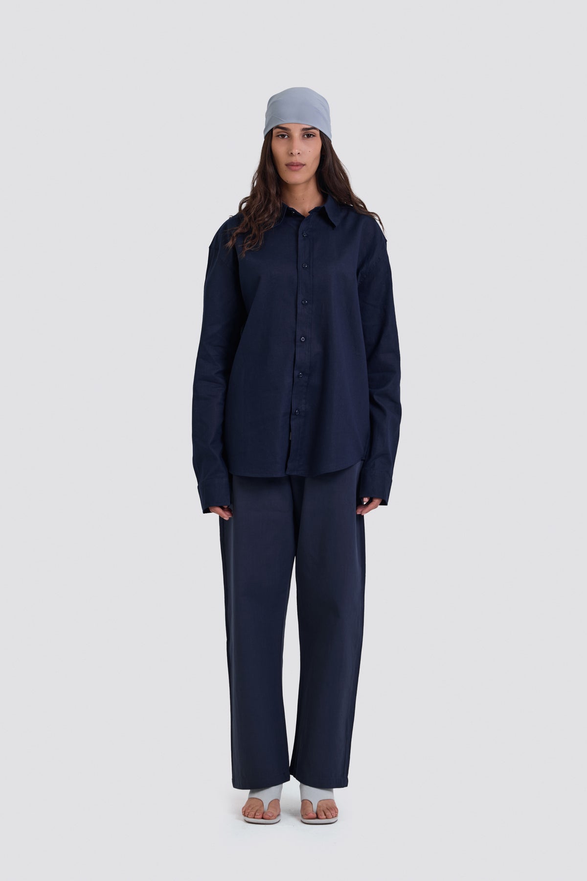 03C Relaxed C-Linen Navy Pants