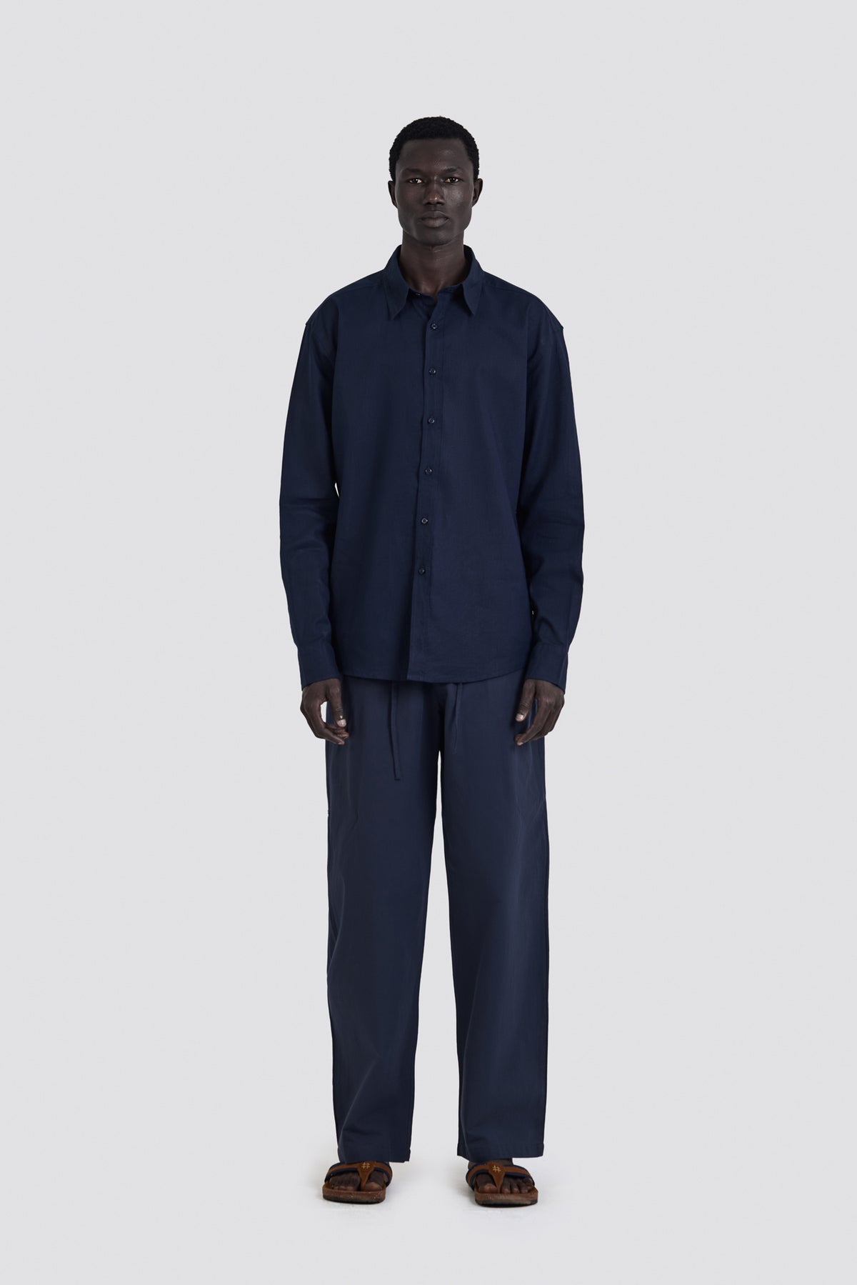 03C Relaxed C-Linen Navy Pants