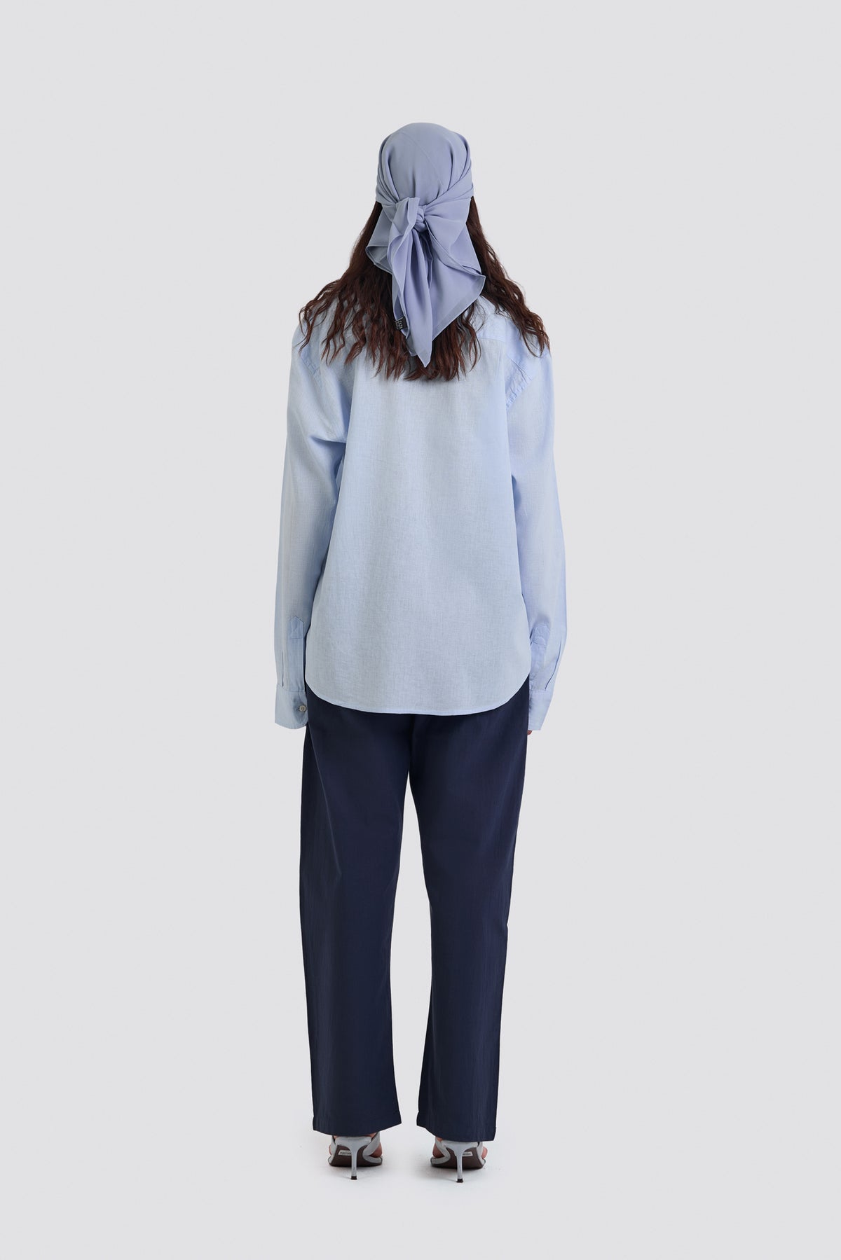 03C Oversized Linen Baby Blue Shirt