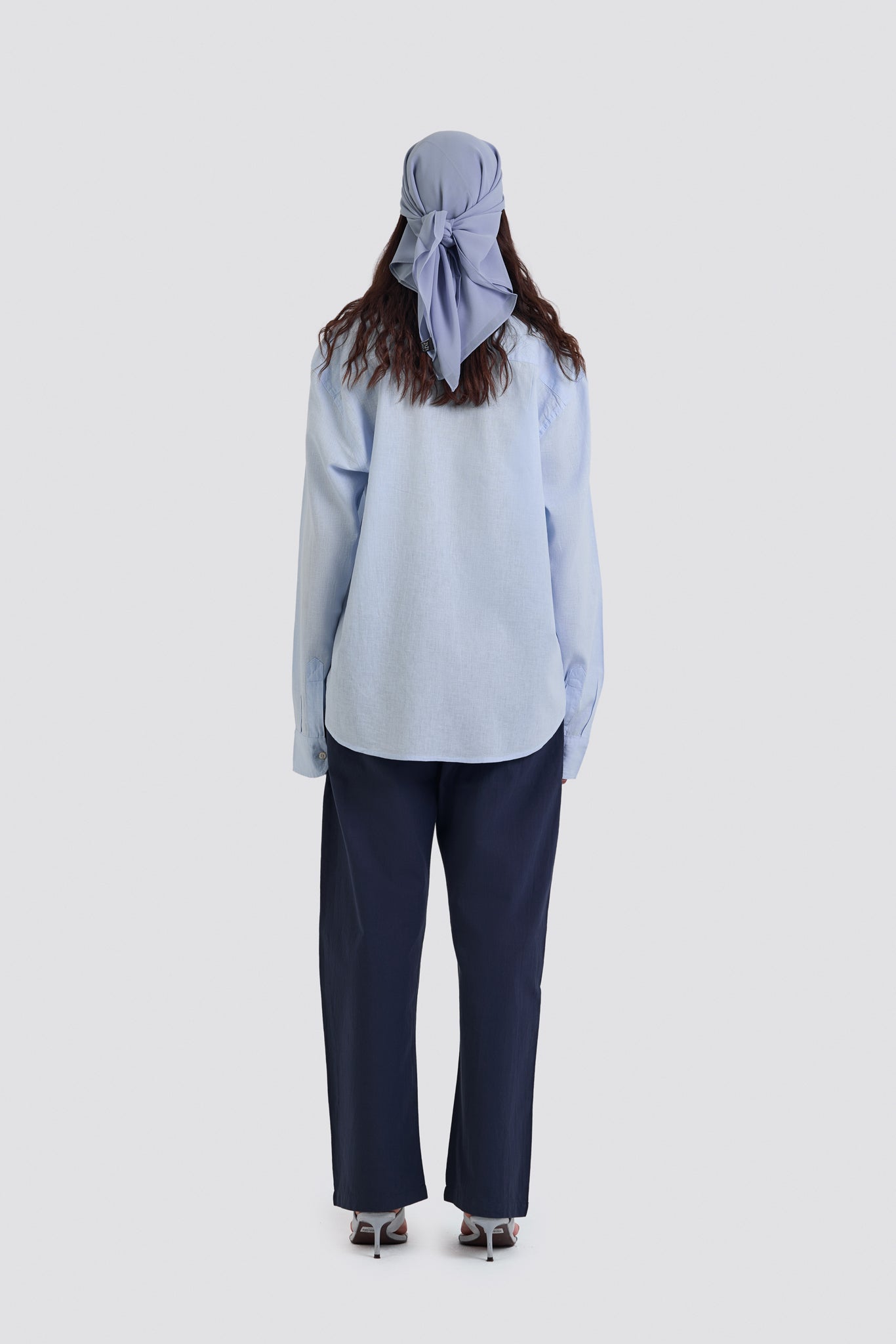 03C Oversized Linen Baby Blue Shirt