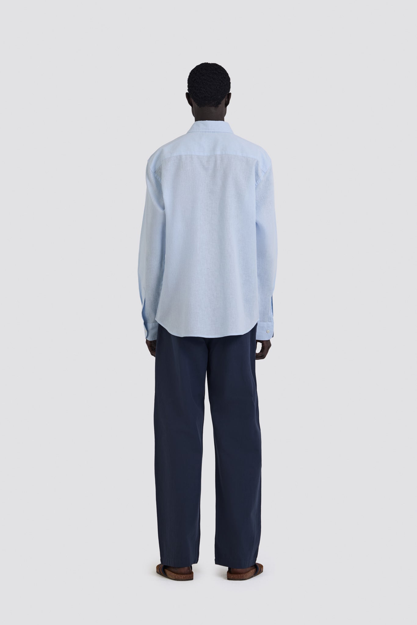 03C Oversized Linen Baby Blue Shirt