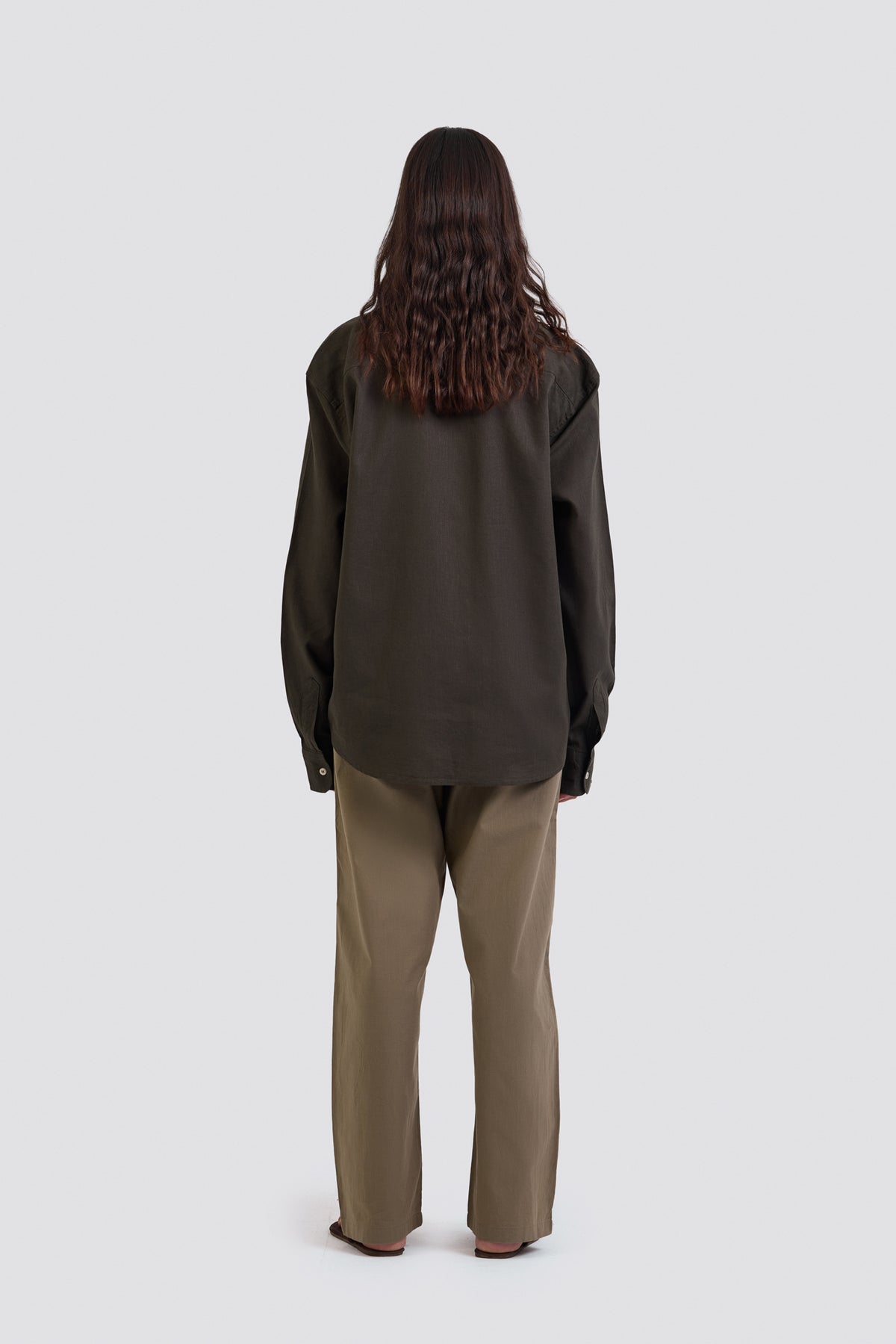 03C Oversized Linen Olive Shirt