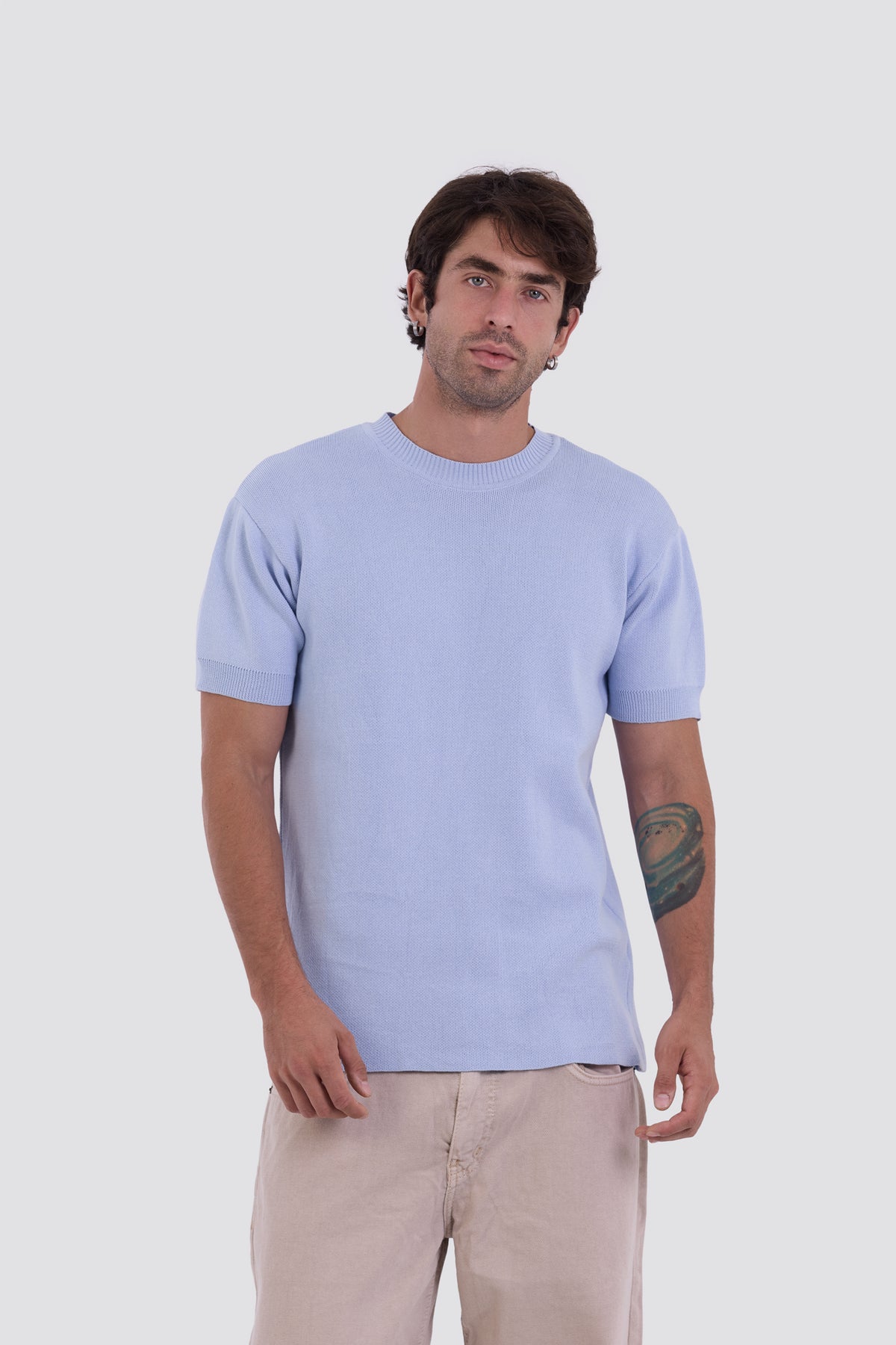 03C Relaxed Sky Purl Knit T-Shirt