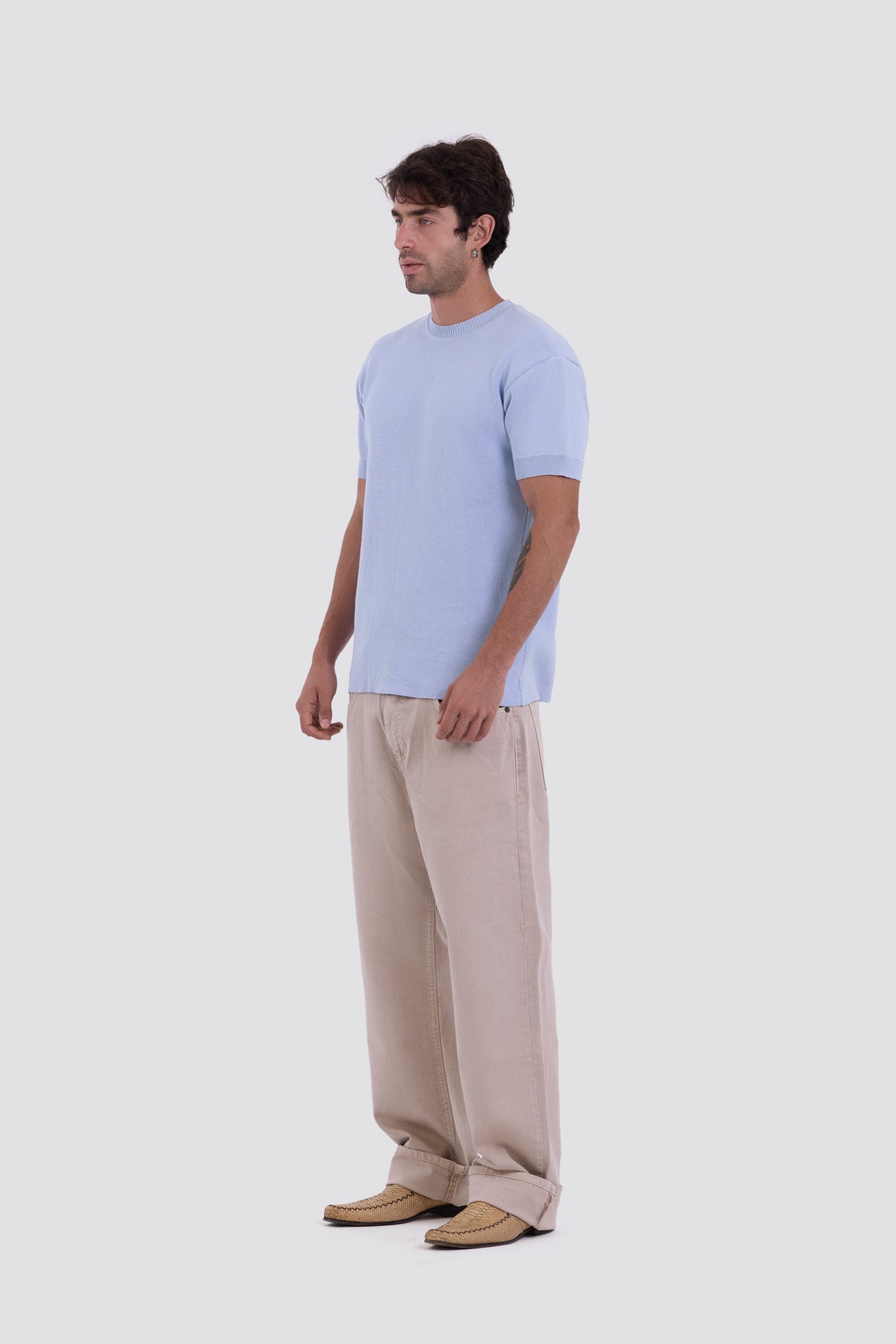 03C Relaxed Sky Purl Knit T-Shirt
