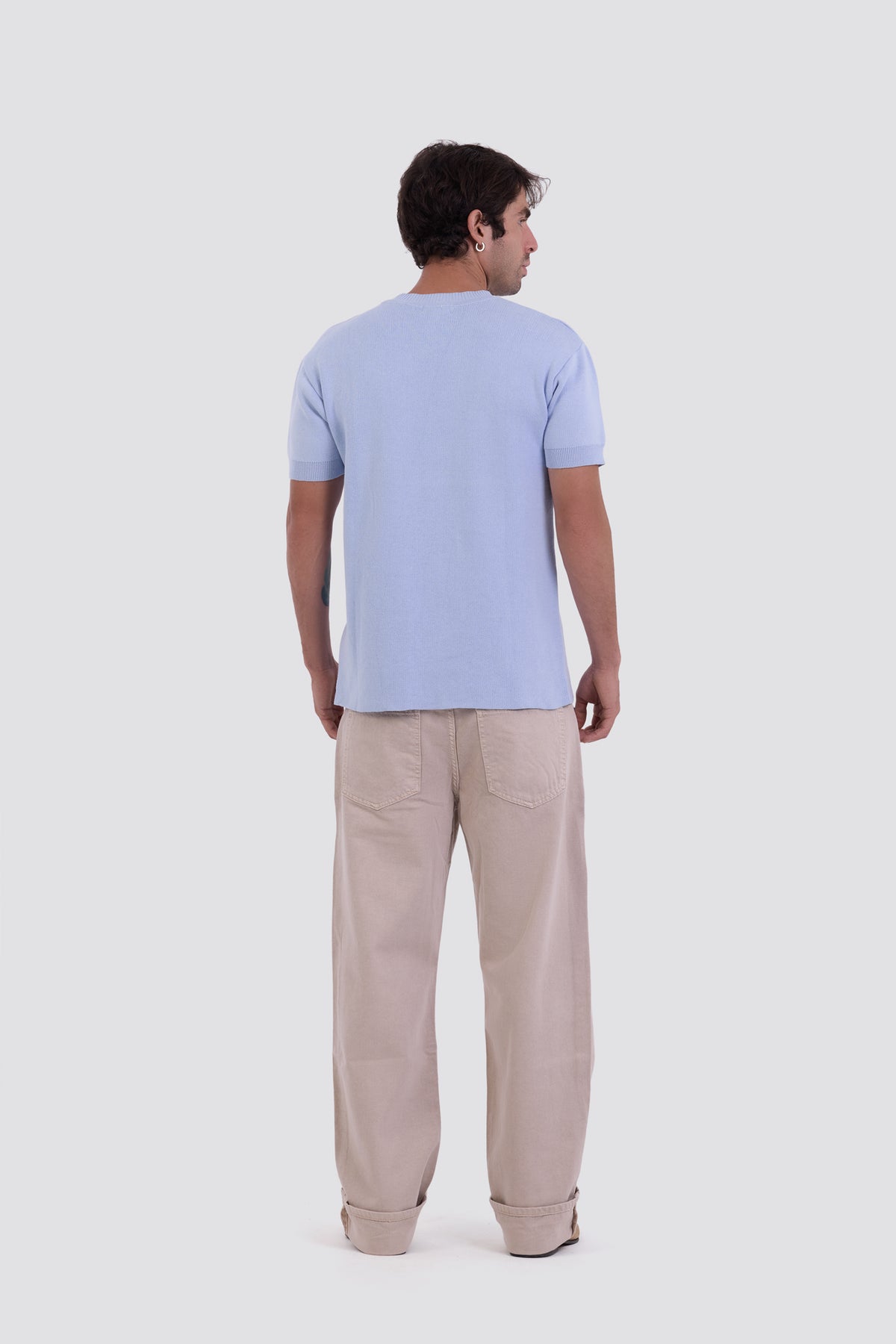 03C Relaxed Sky Purl Knit T-Shirt
