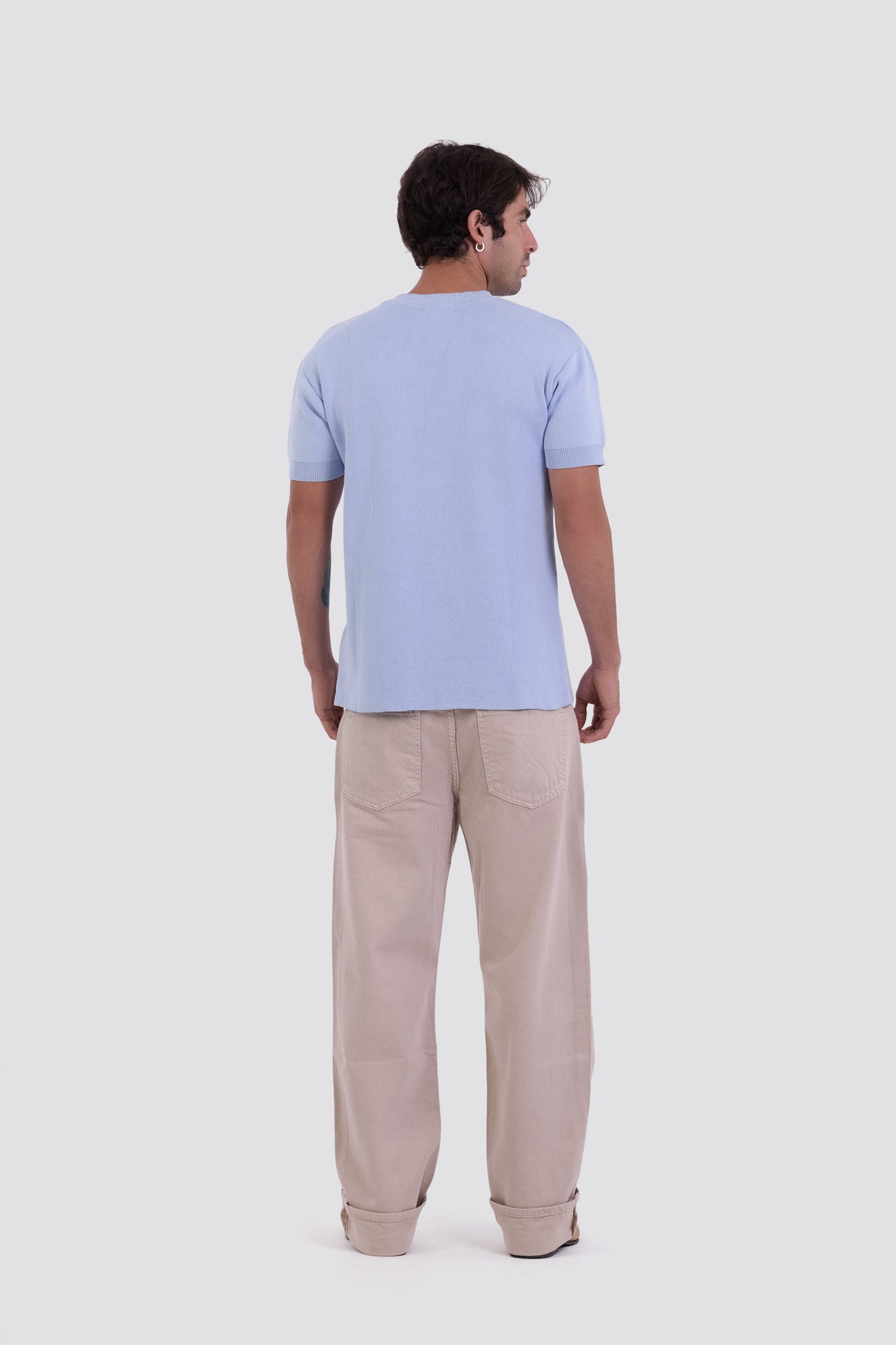 03C Relaxed Sky Purl Knit T-Shirt