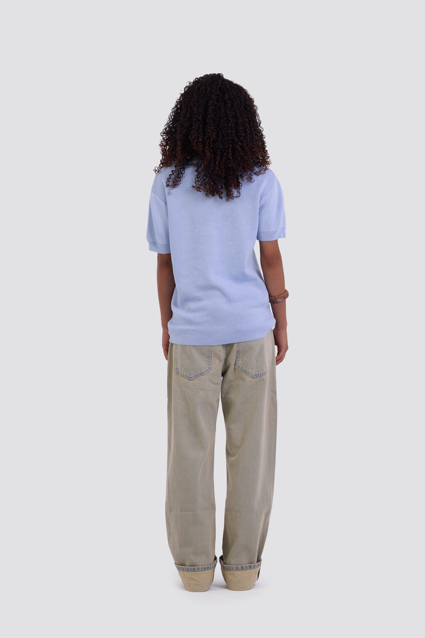 03C Relaxed Sky Purl Knit T-Shirt