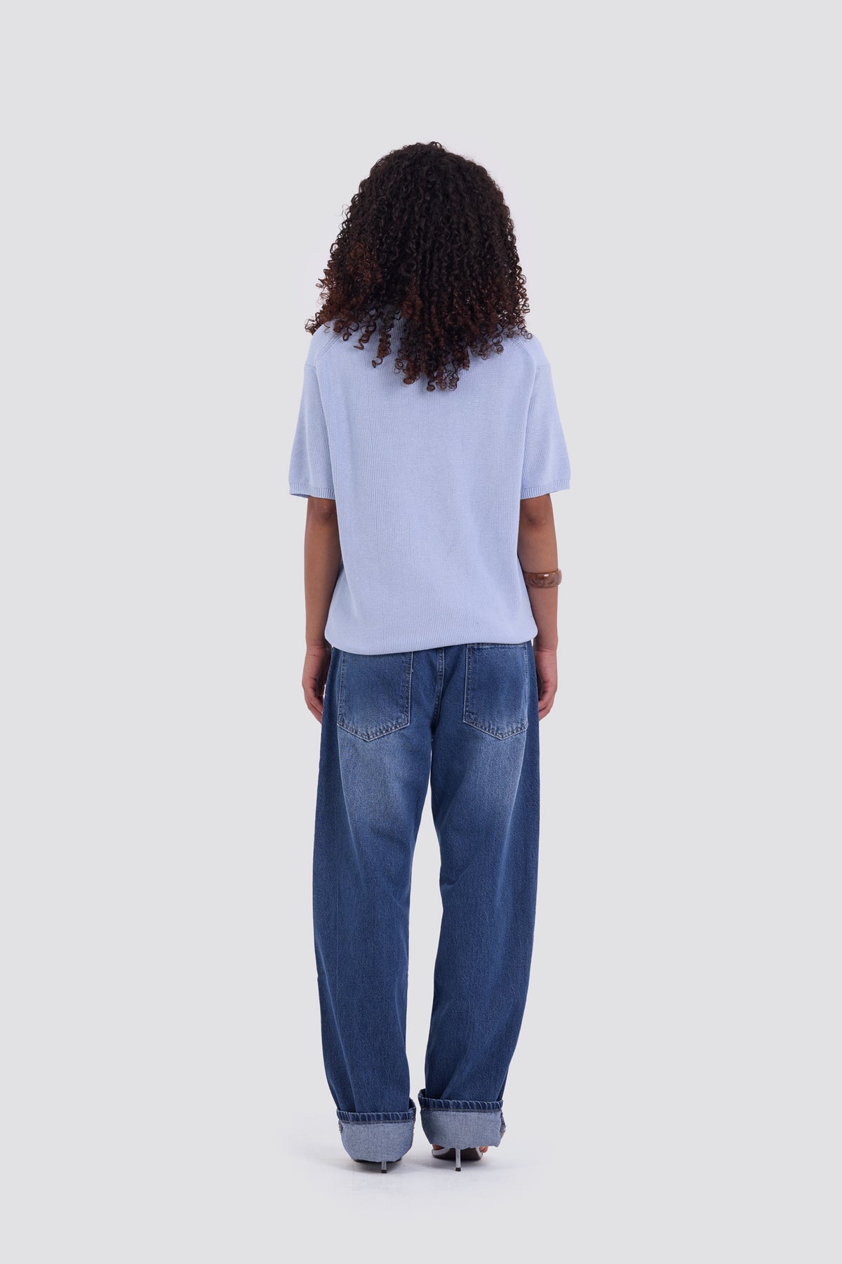 03C Relaxed Sky Knit Cotton T-Shirt