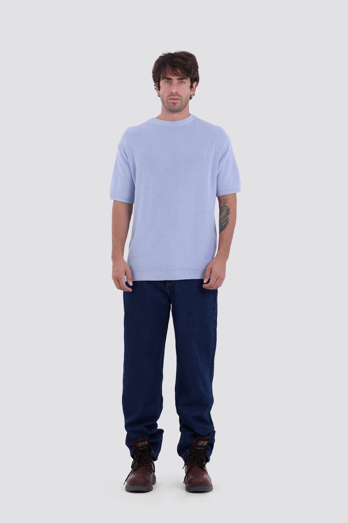 03C Relaxed Sky Knit Cotton T-Shirt