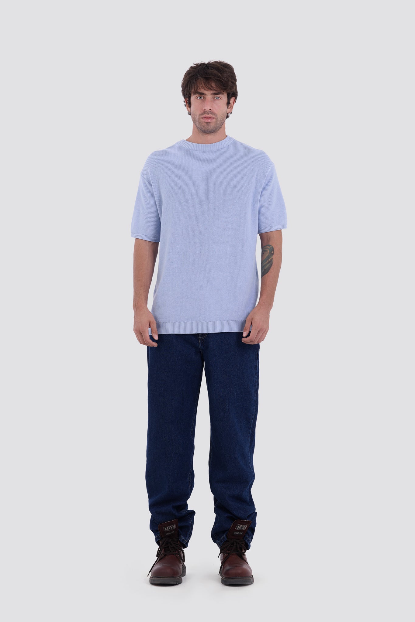 03C Relaxed Sky Knit Cotton T-Shirt