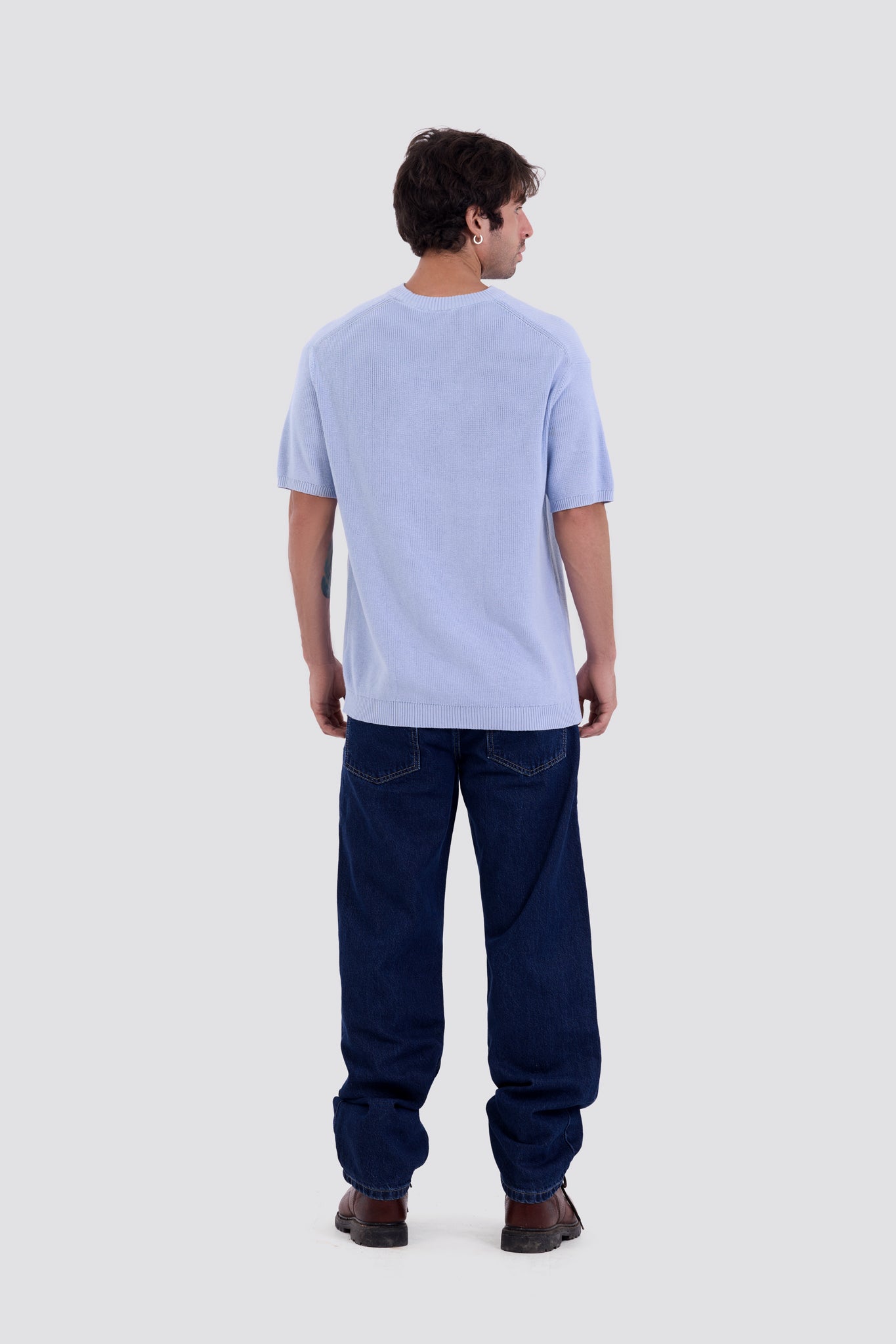 03C Relaxed Sky Knit Cotton T-Shirt