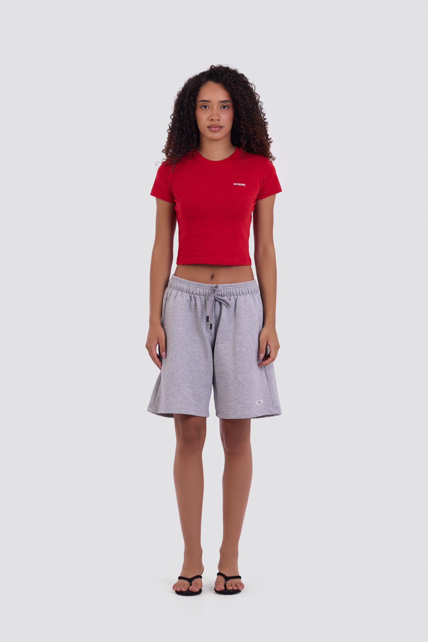 0IE Relaxed Grey Long Sweatshorts