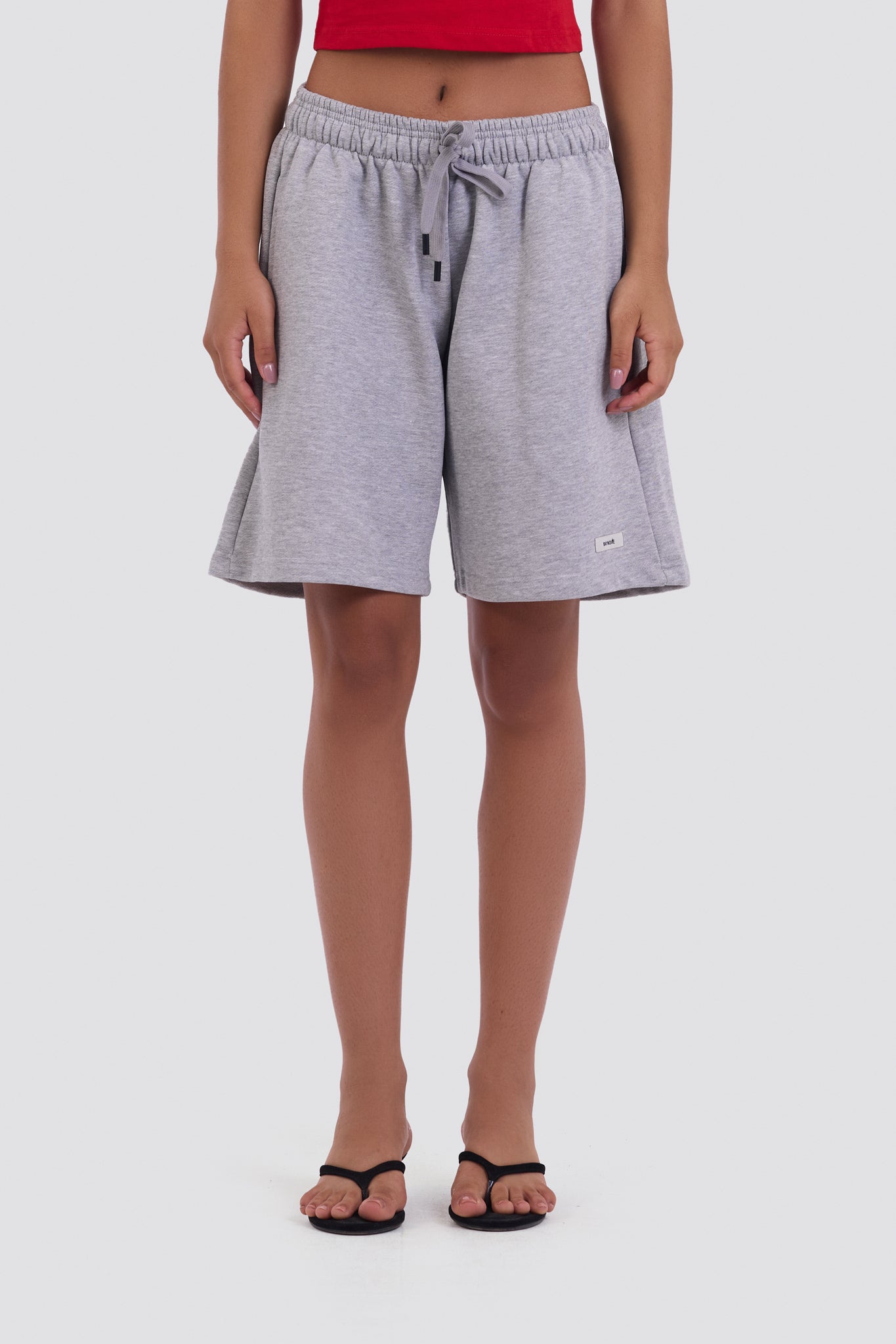 0IE Relaxed Grey Long Sweatshorts