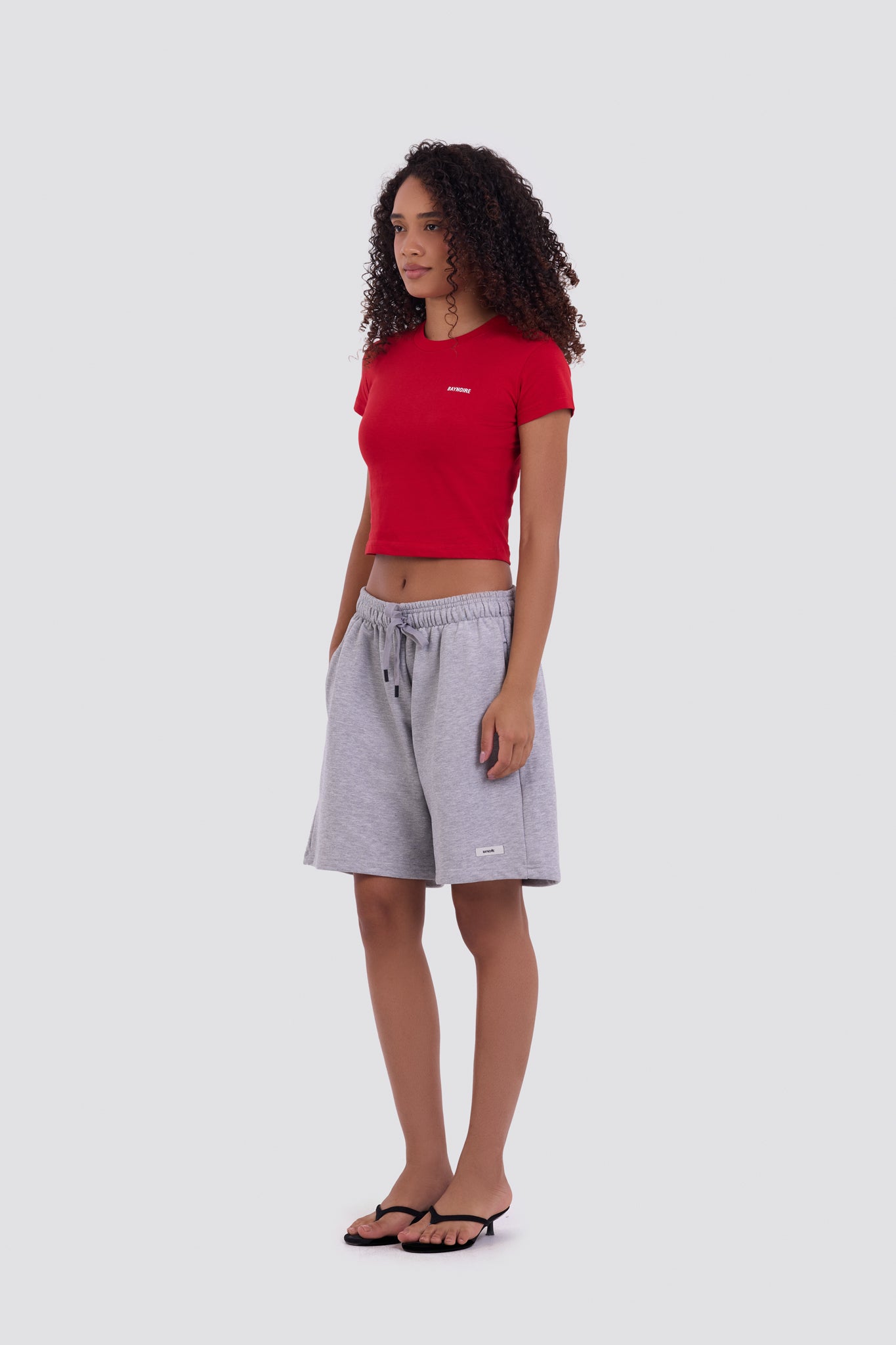 0IE Relaxed Grey Long Sweatshorts