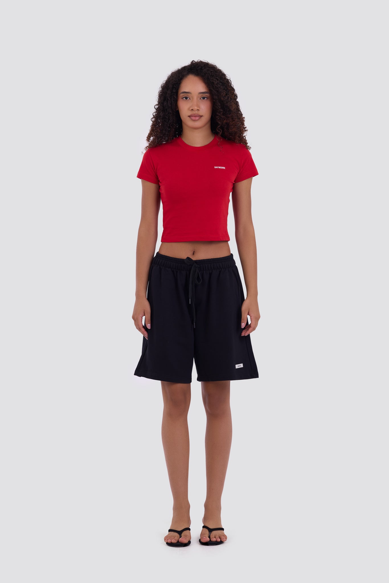 0IE Relaxed Black Long Sweatshorts