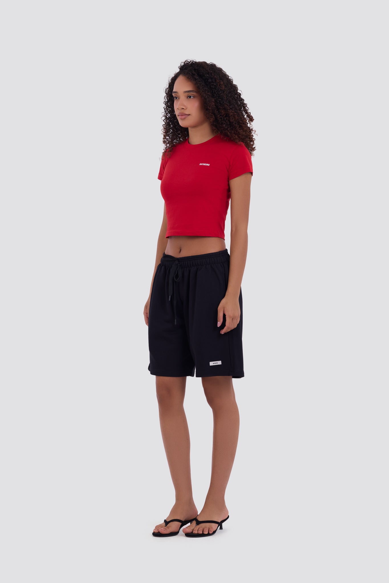 0IE Relaxed Black Long Sweatshorts