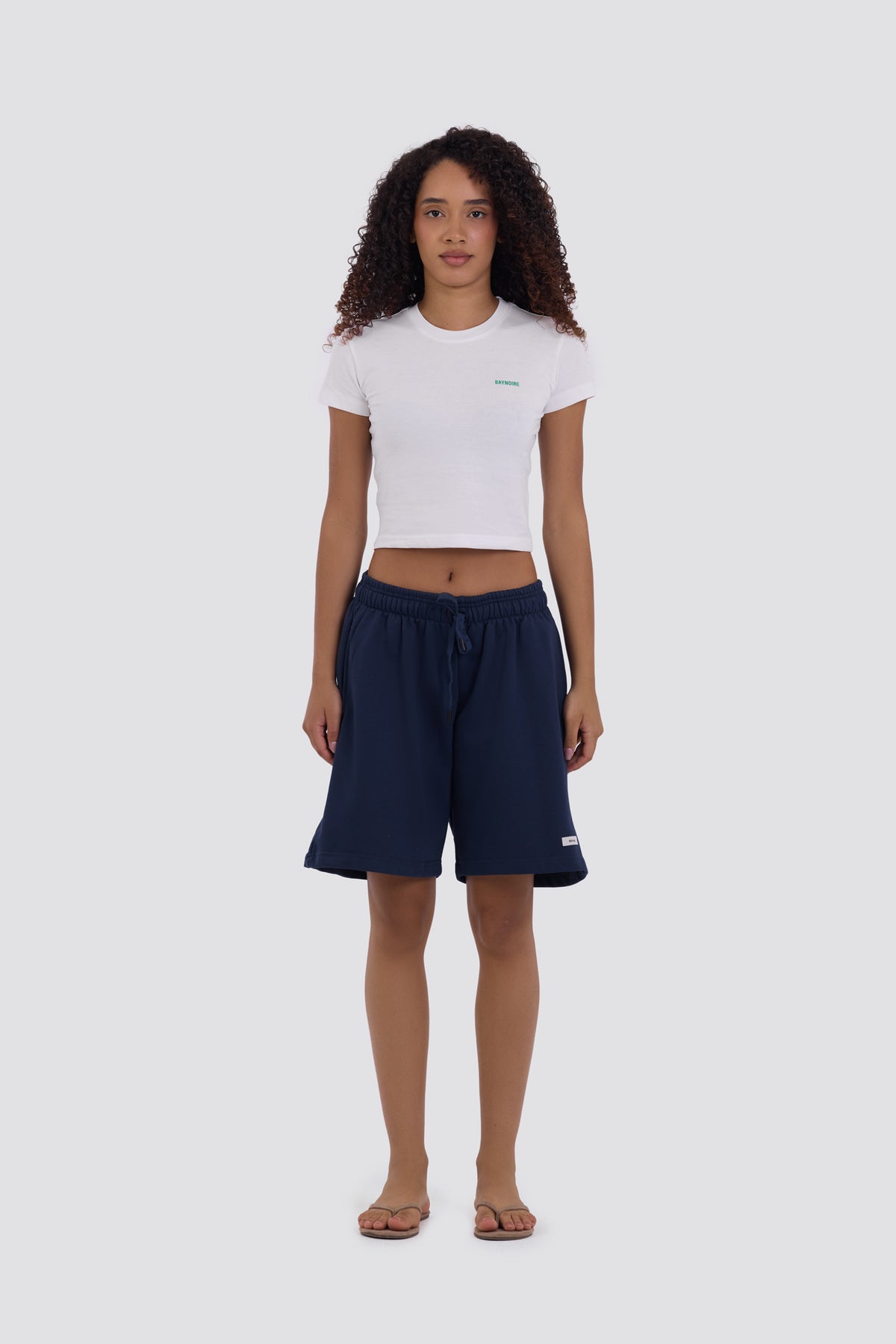 0IE Relaxed Navy Long Sweatshorts