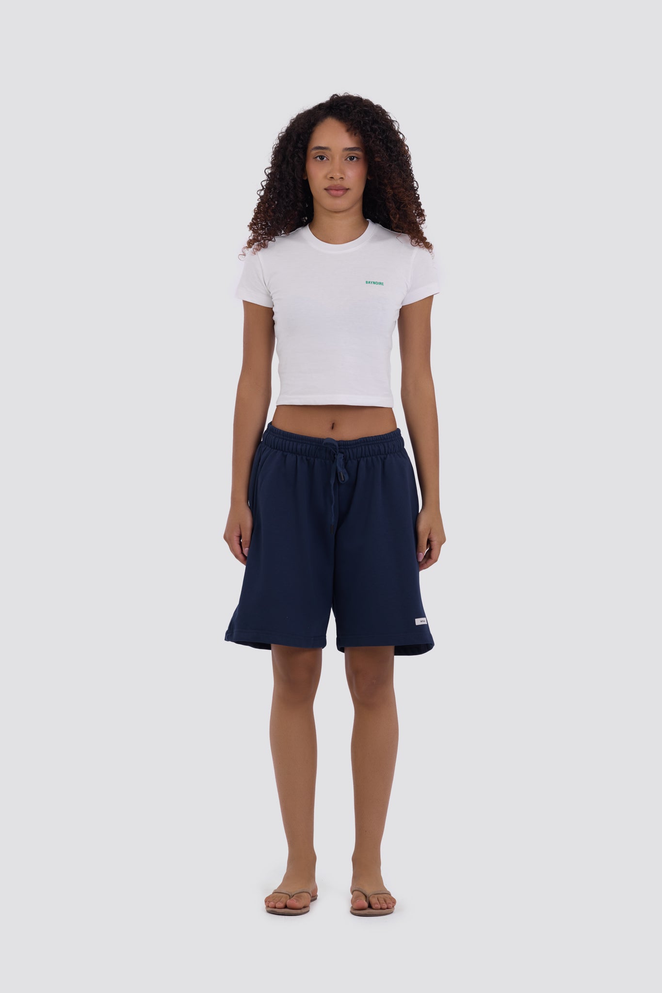 0IE Relaxed Navy Long Sweatshorts